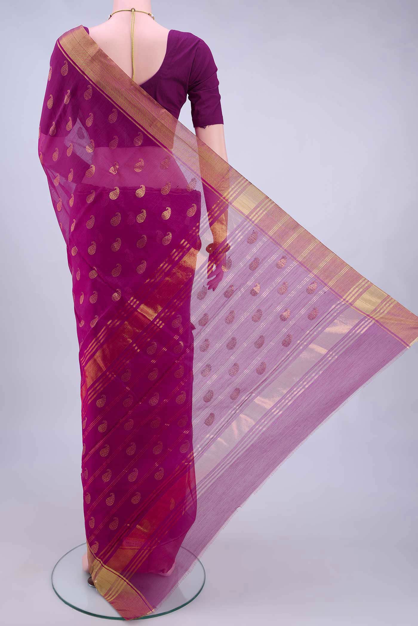 Rani Pink Chanderi Silk Cotton Saree