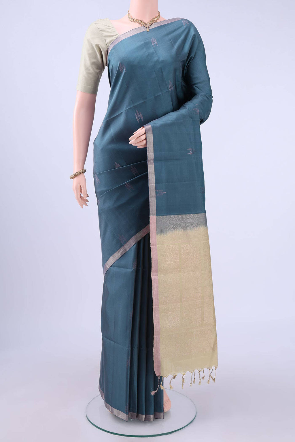Davys Grey Soft Silk Saree