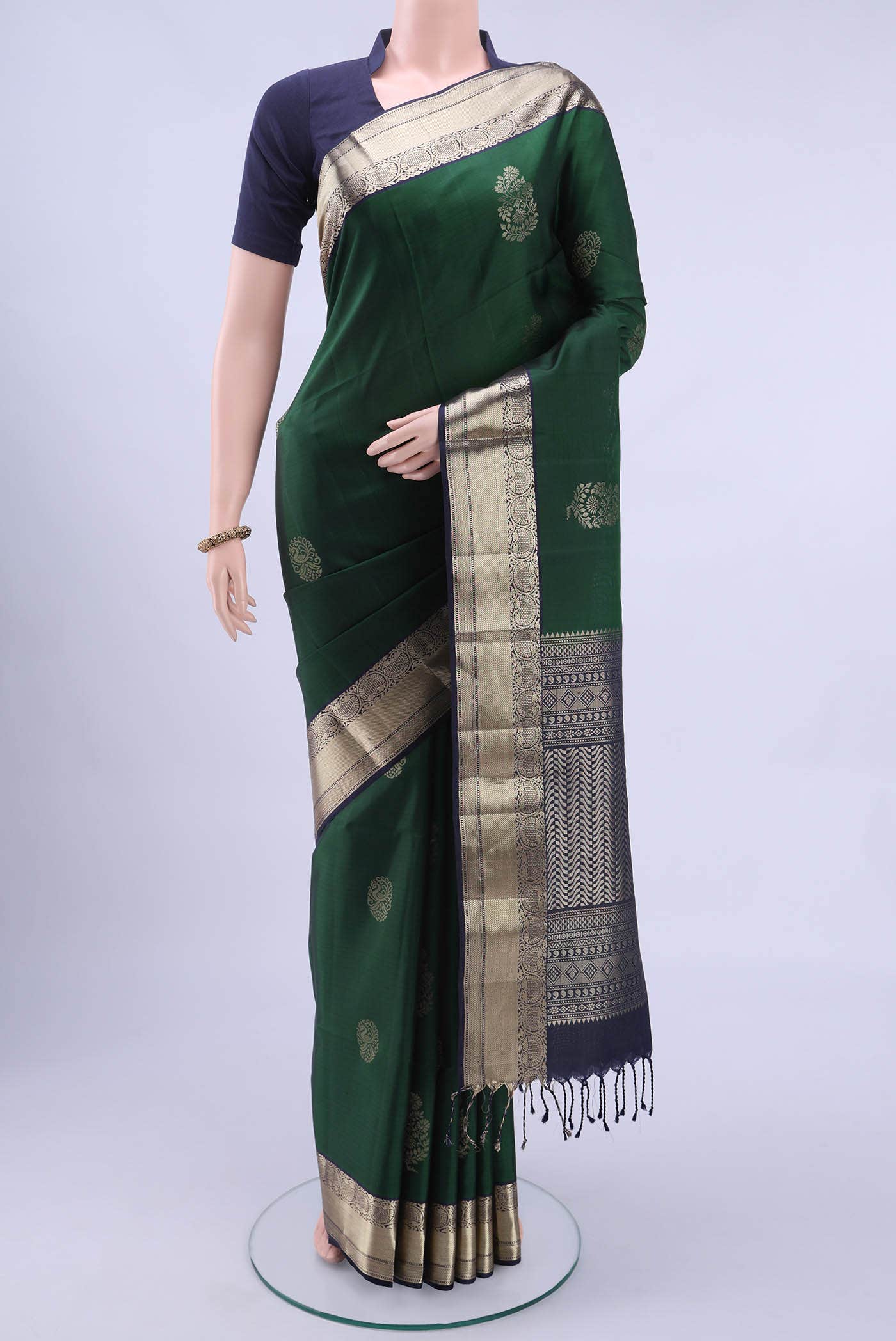 Bottle Green Soft Silk Saree