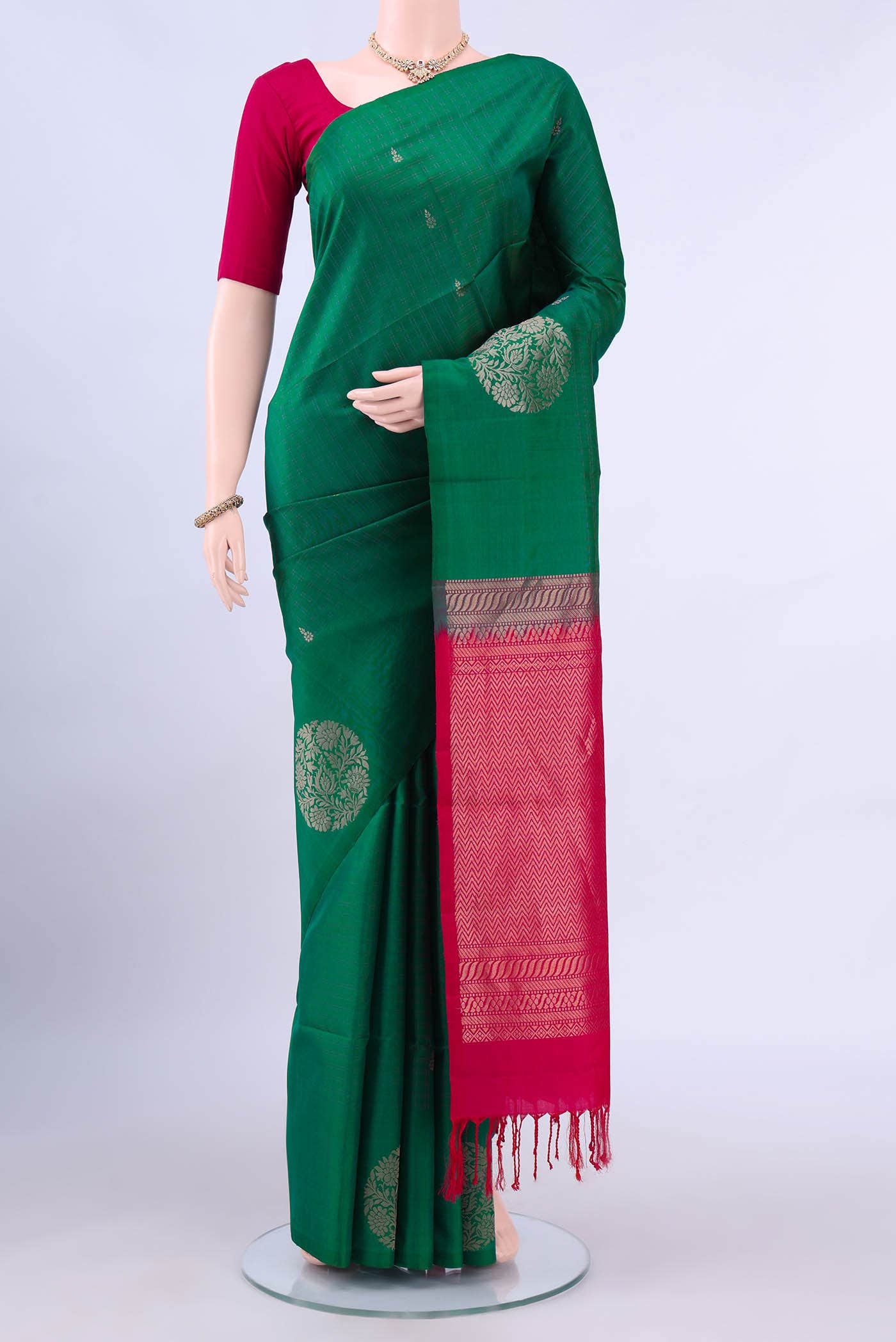 Bottle Green Soft Silk Saree