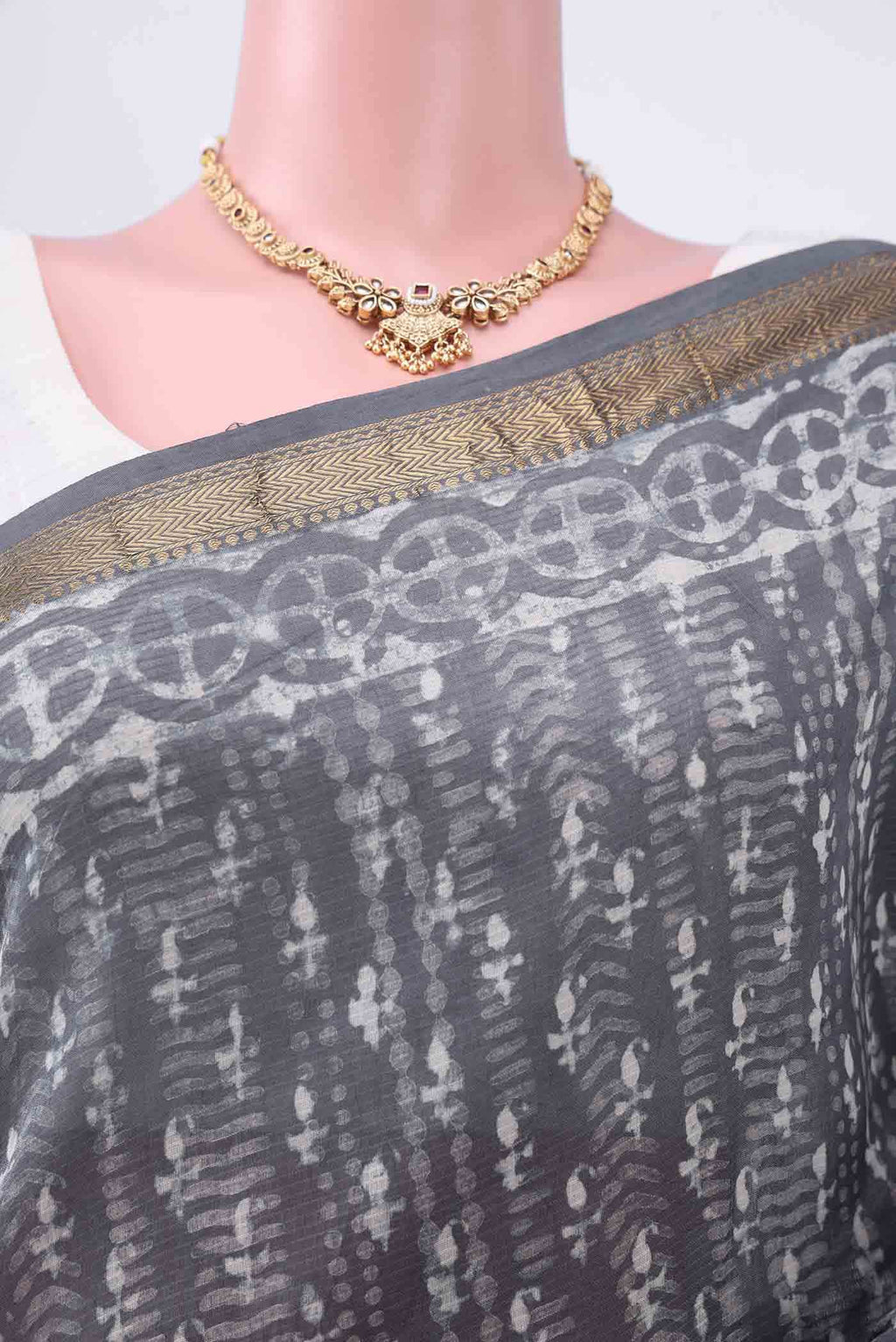 Davys Grey Maheshwari Silk Cotton Saree