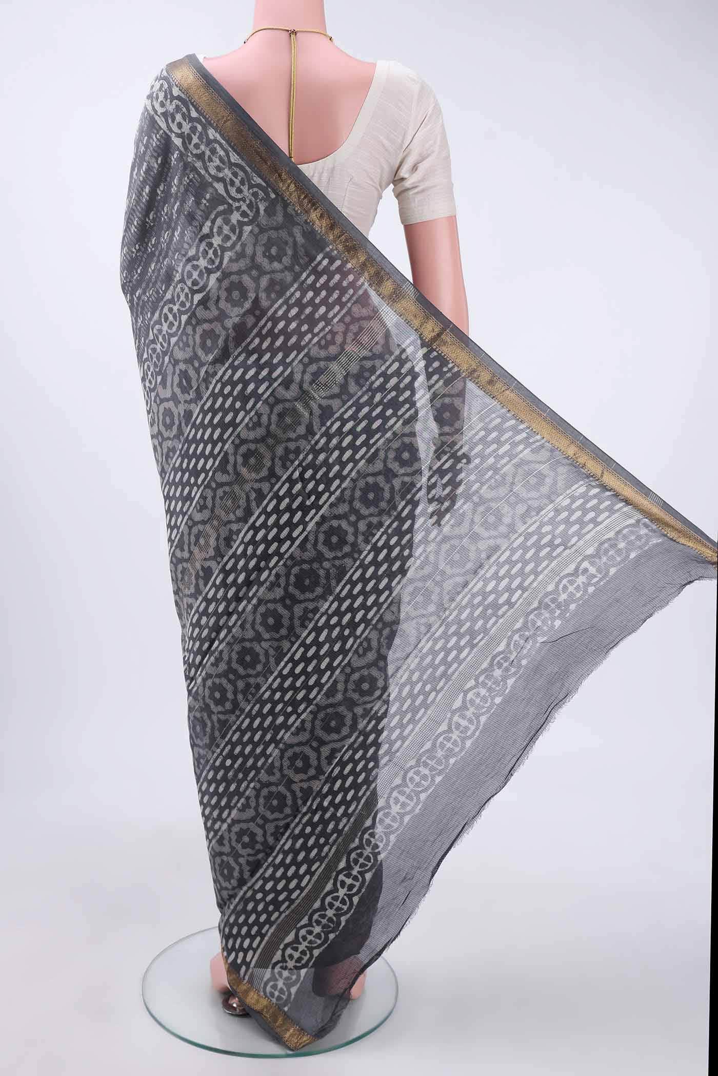 Davys Grey Maheshwari Silk Cotton Saree
