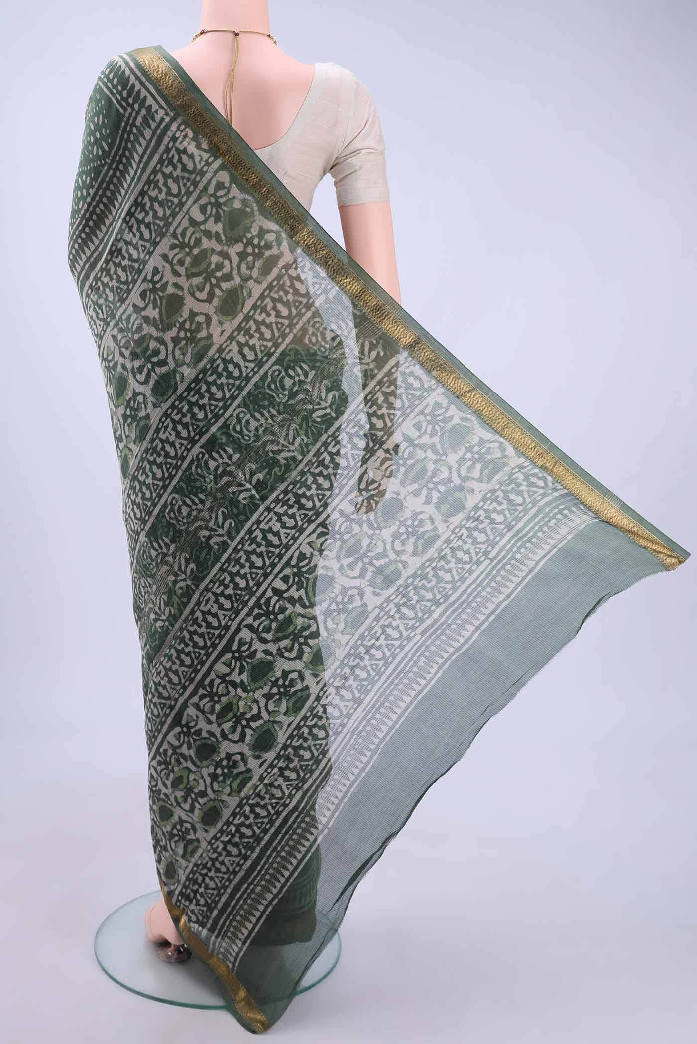 Sage Green Maheshwari Silk Cotton Saree