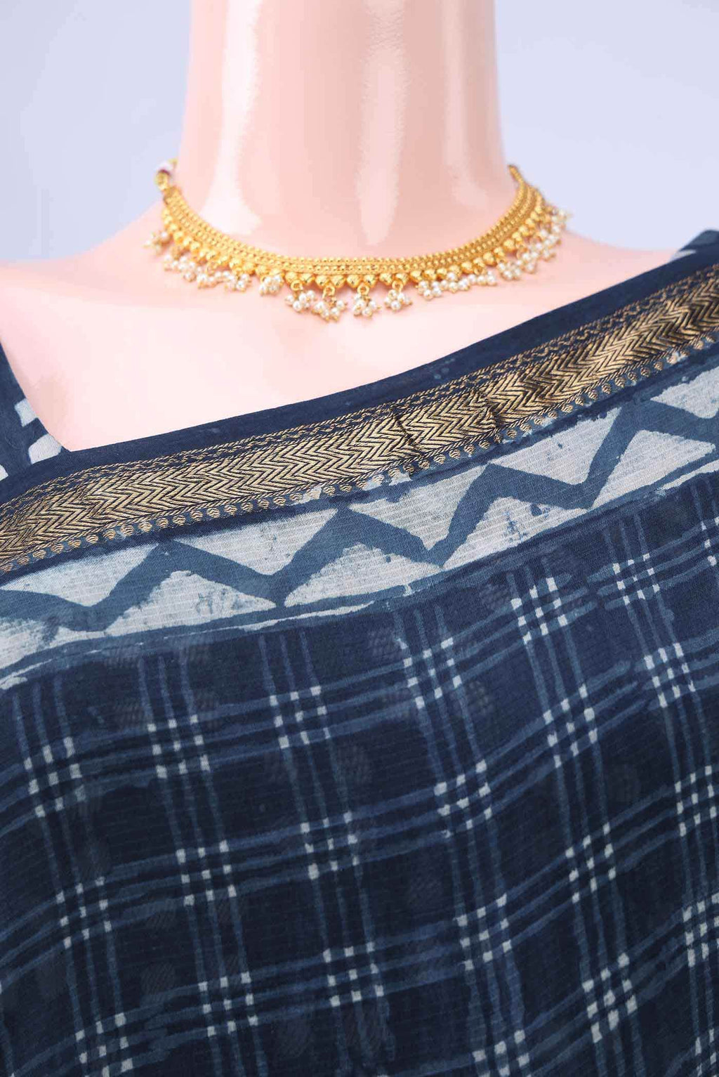 Indigo Maheshwari Silk Cotton Saree