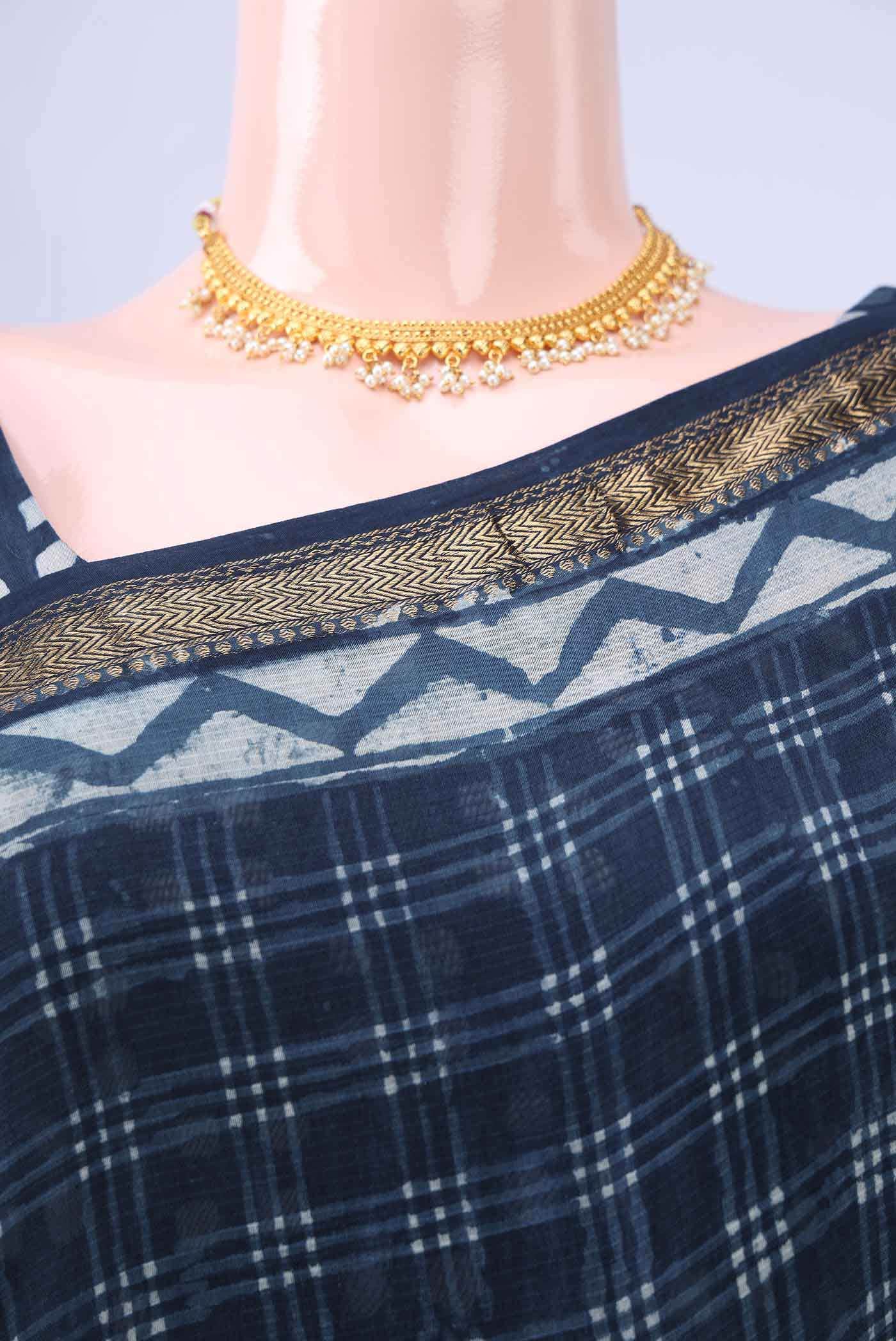 Indigo Maheshwari Silk Cotton Saree