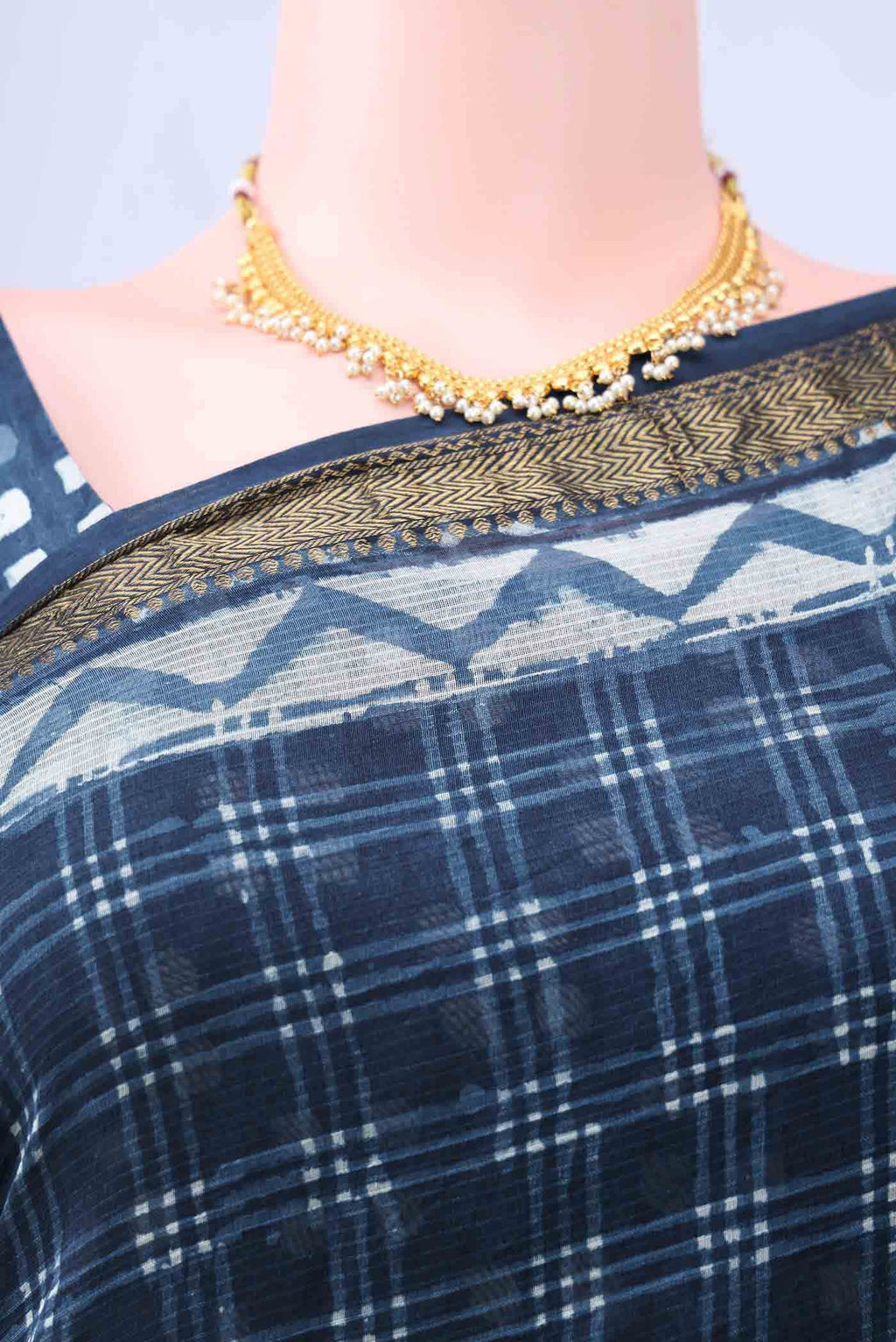 Indigo Maheshwari Silk Cotton Saree