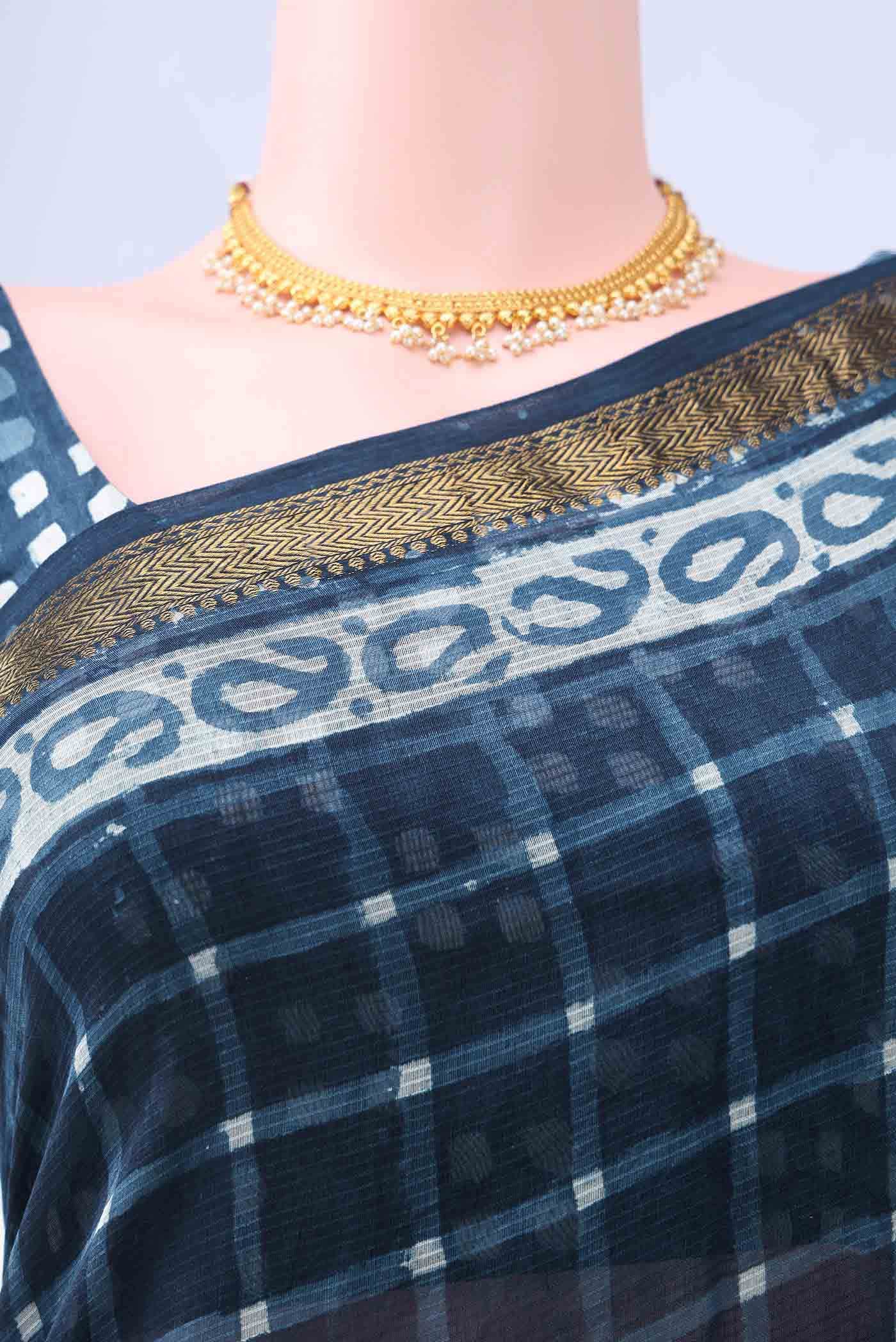 Indigo Maheshwari Silk Cotton Saree