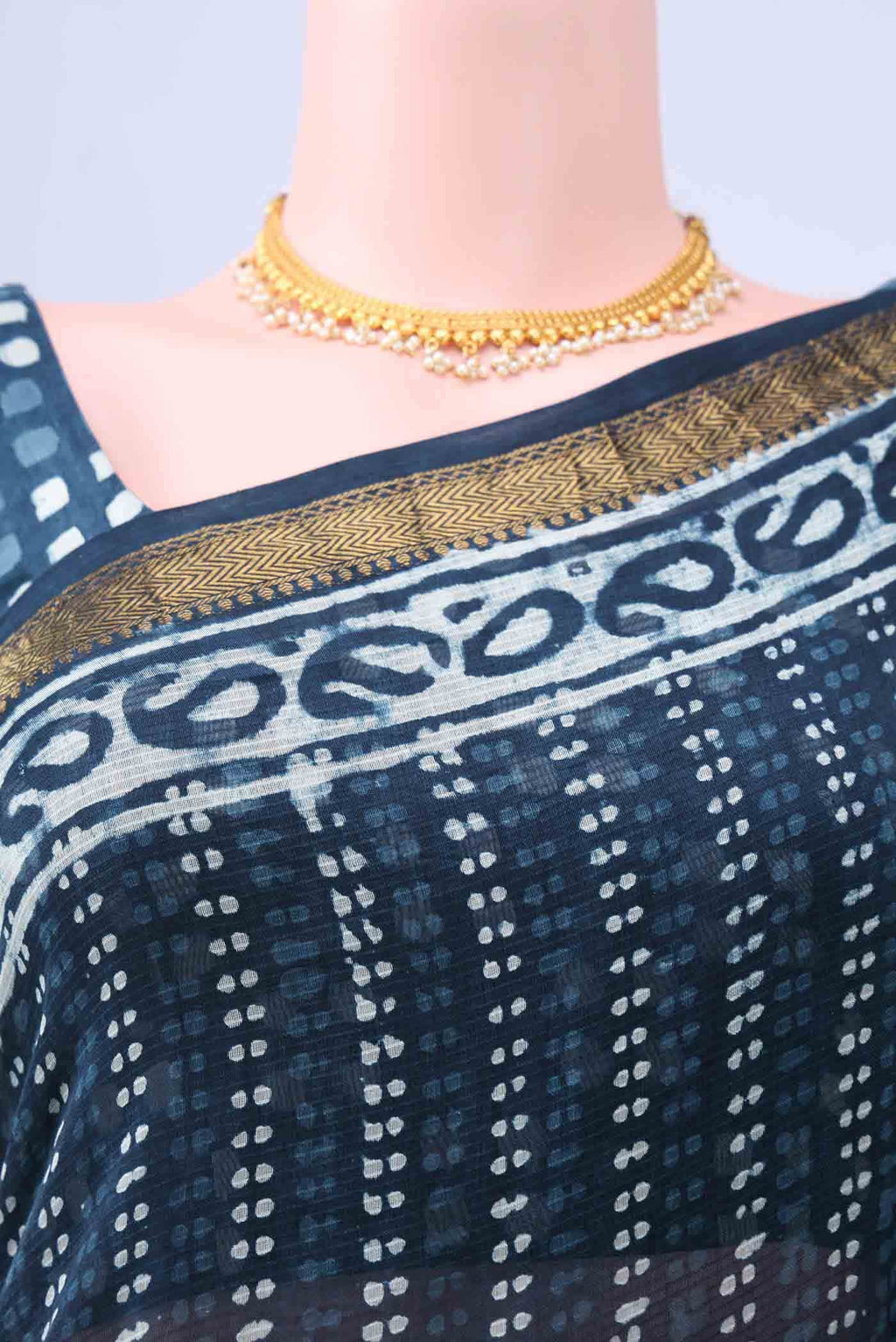 Indigo Maheshwari Silk Cotton Saree
