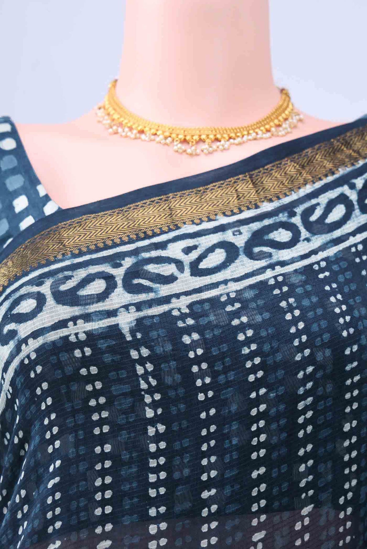 Indigo Maheshwari Silk Cotton Saree