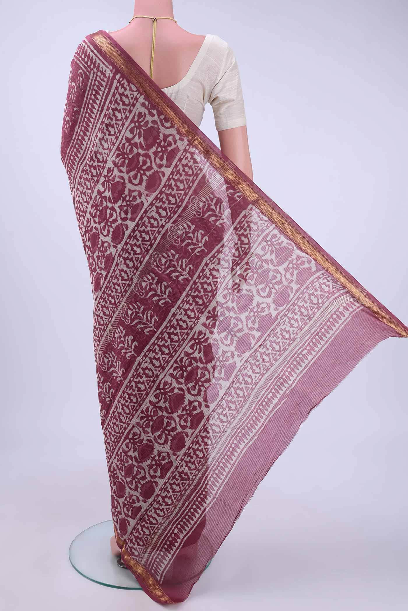 Pink Maheshwari Silk Cotton Saree