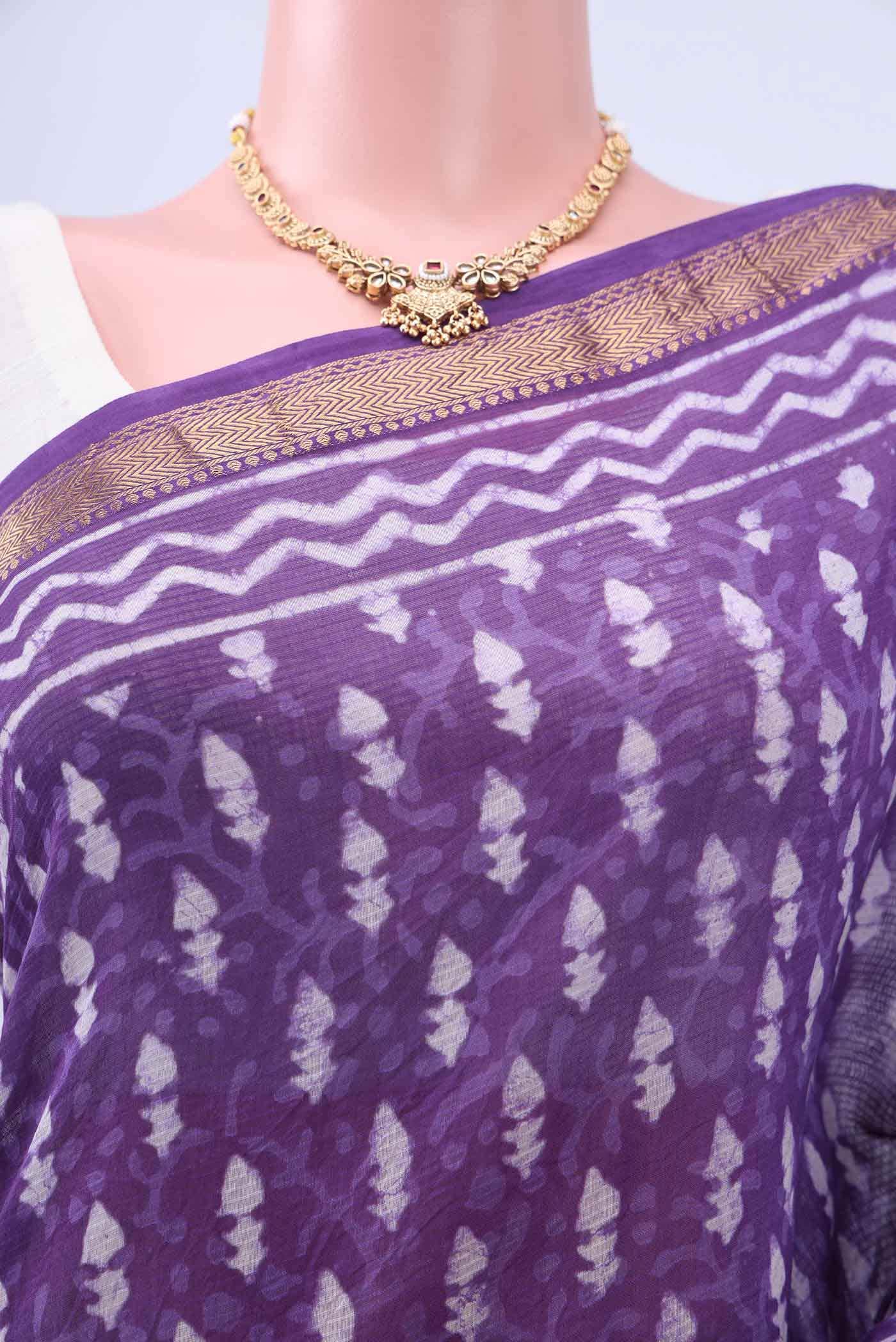 Purple Maheshwari Silk Cotton Saree