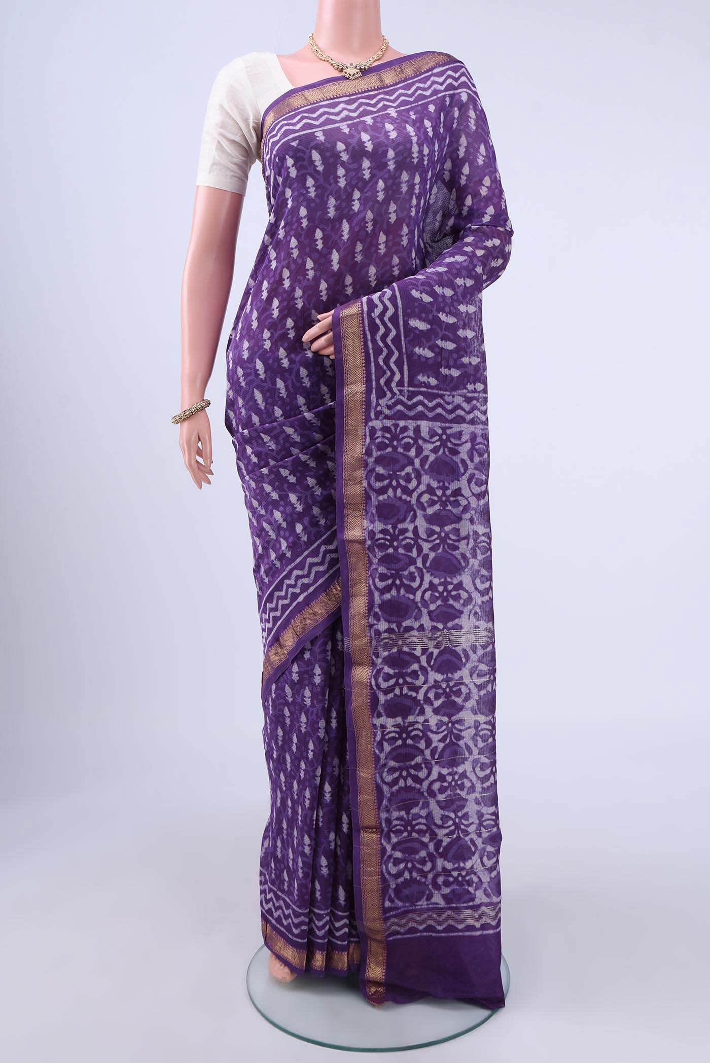 Purple Maheshwari Silk Cotton Saree