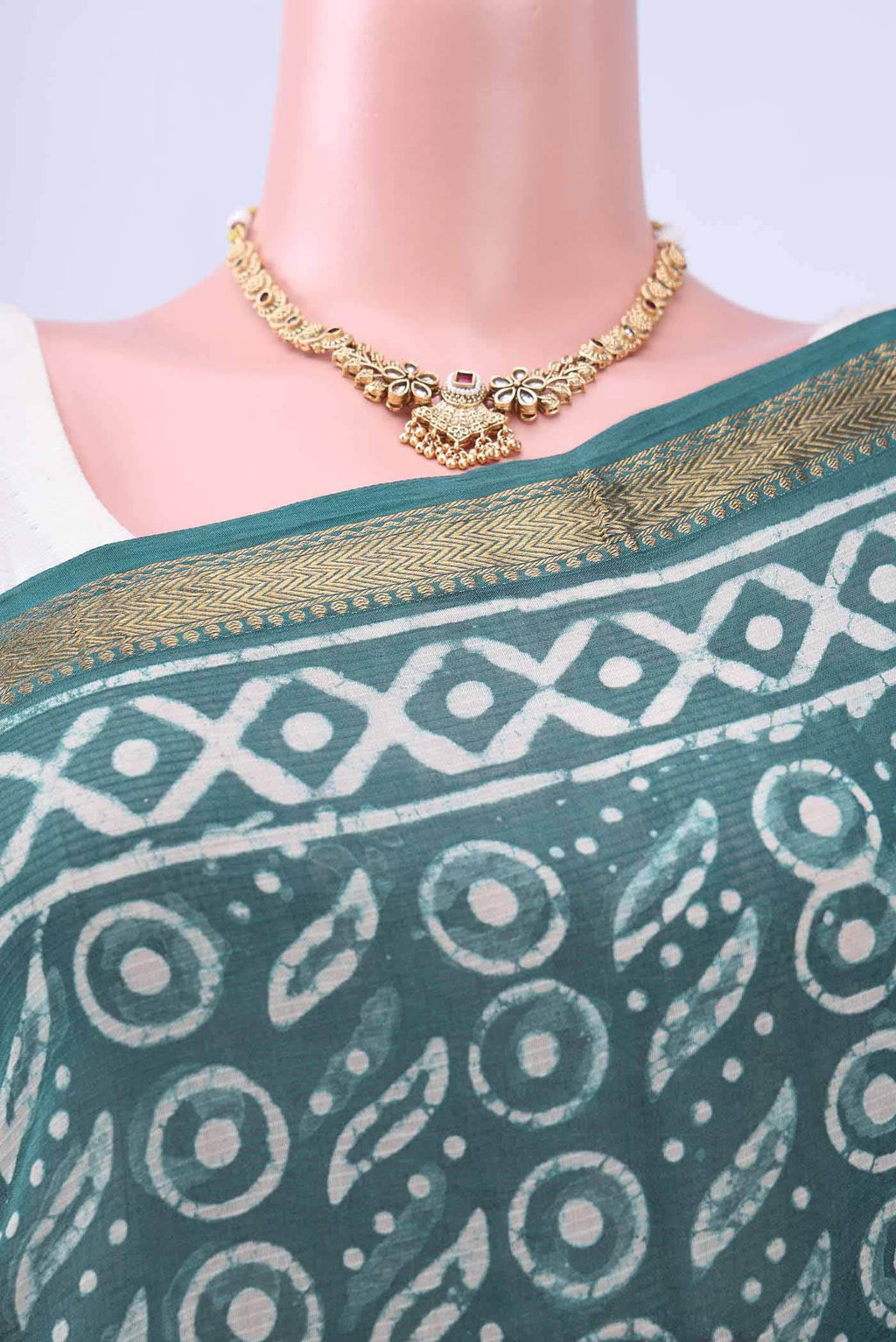 Light Green Maheshwari Silk Cotton Saree