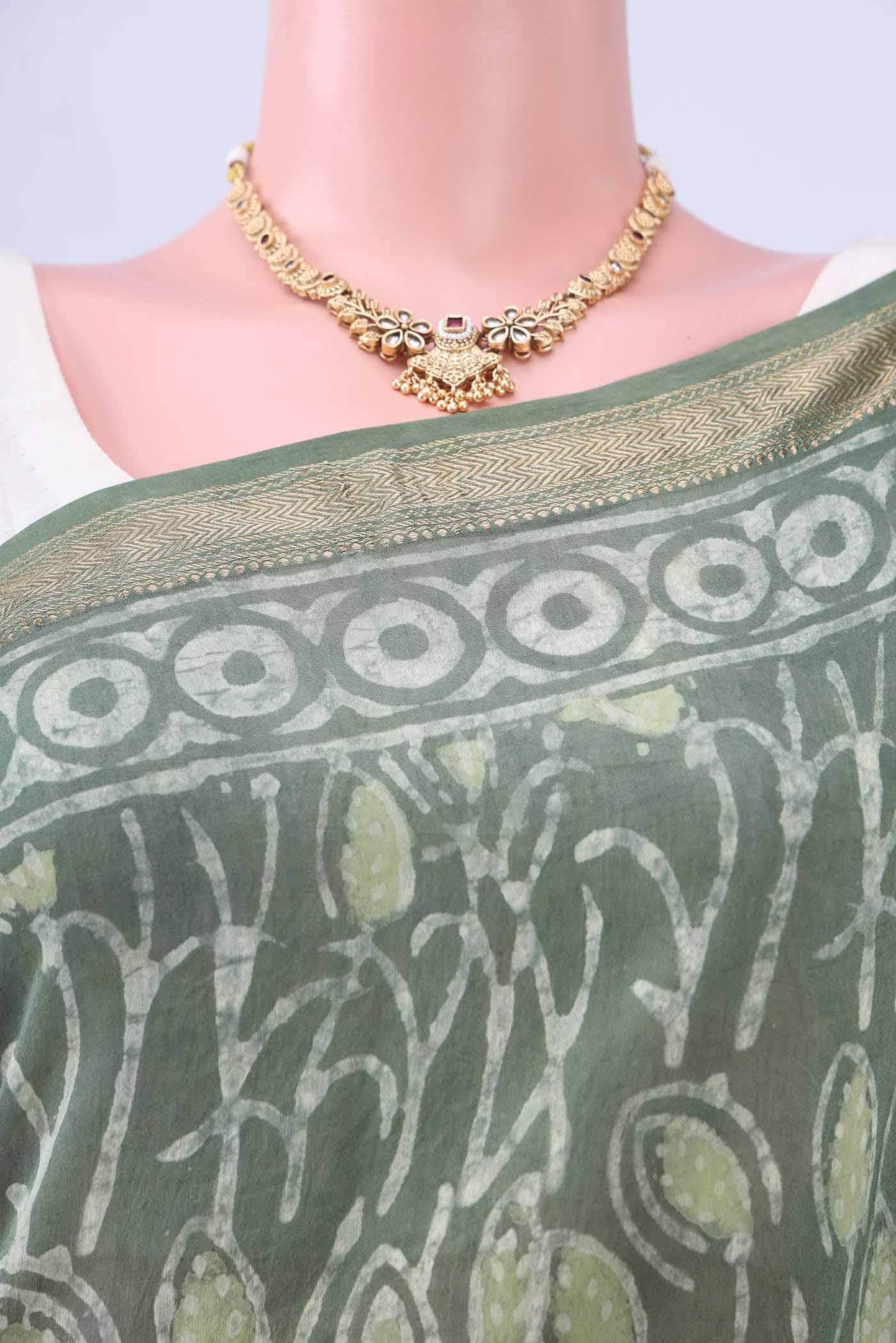Mehandi Green Maheshwari Silk Cotton Saree