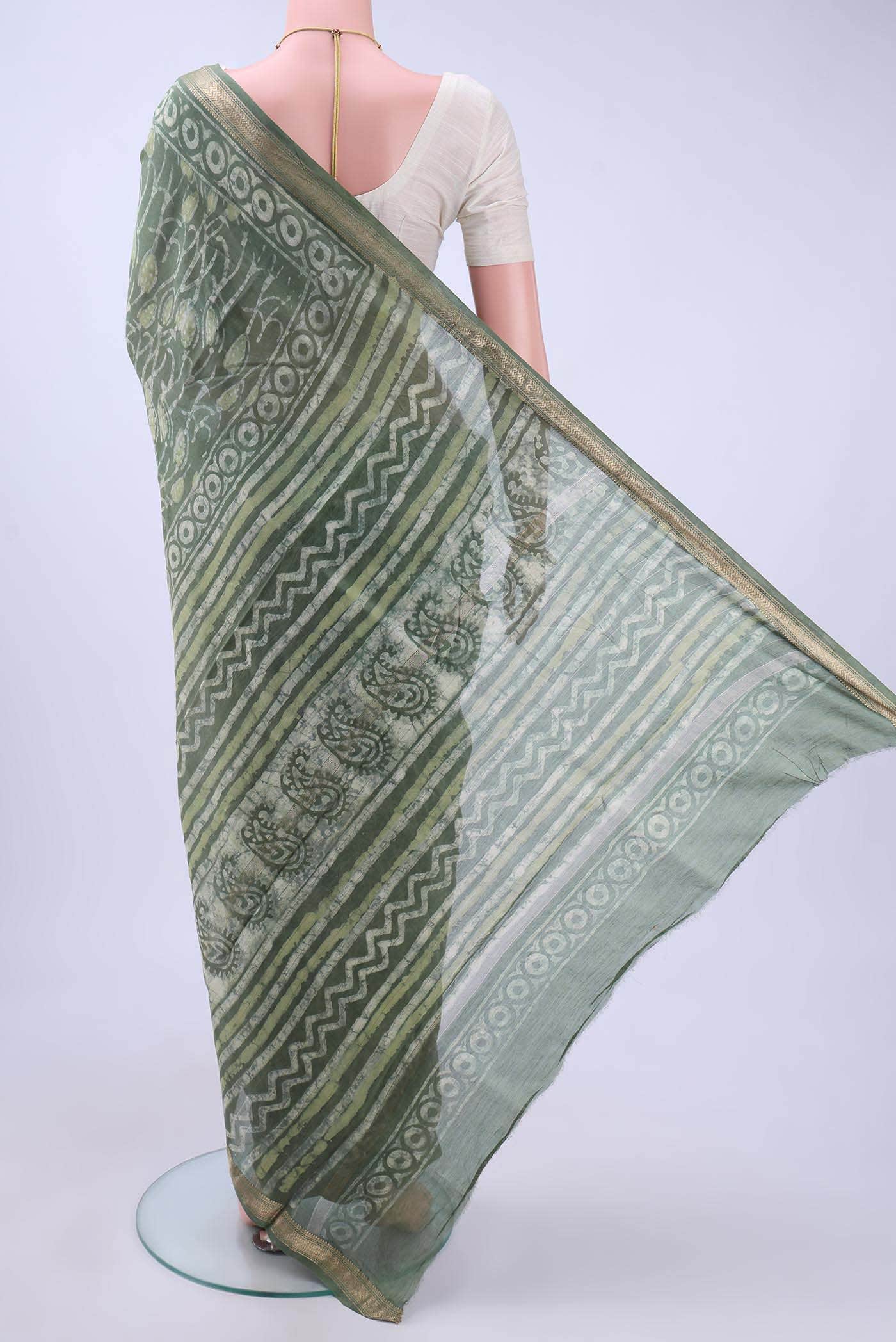 Mehandi Green Maheshwari Silk Cotton Saree