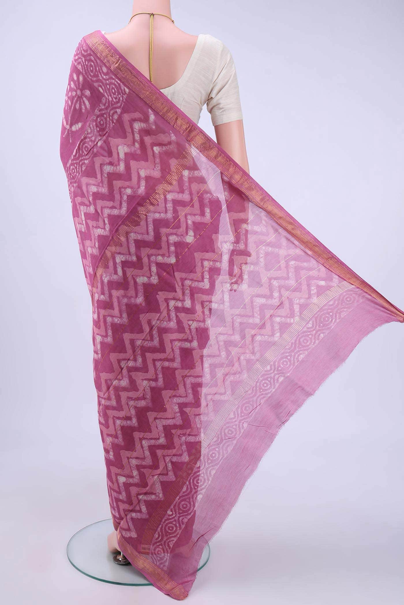 Pink Maheshwari Silk Cotton Saree