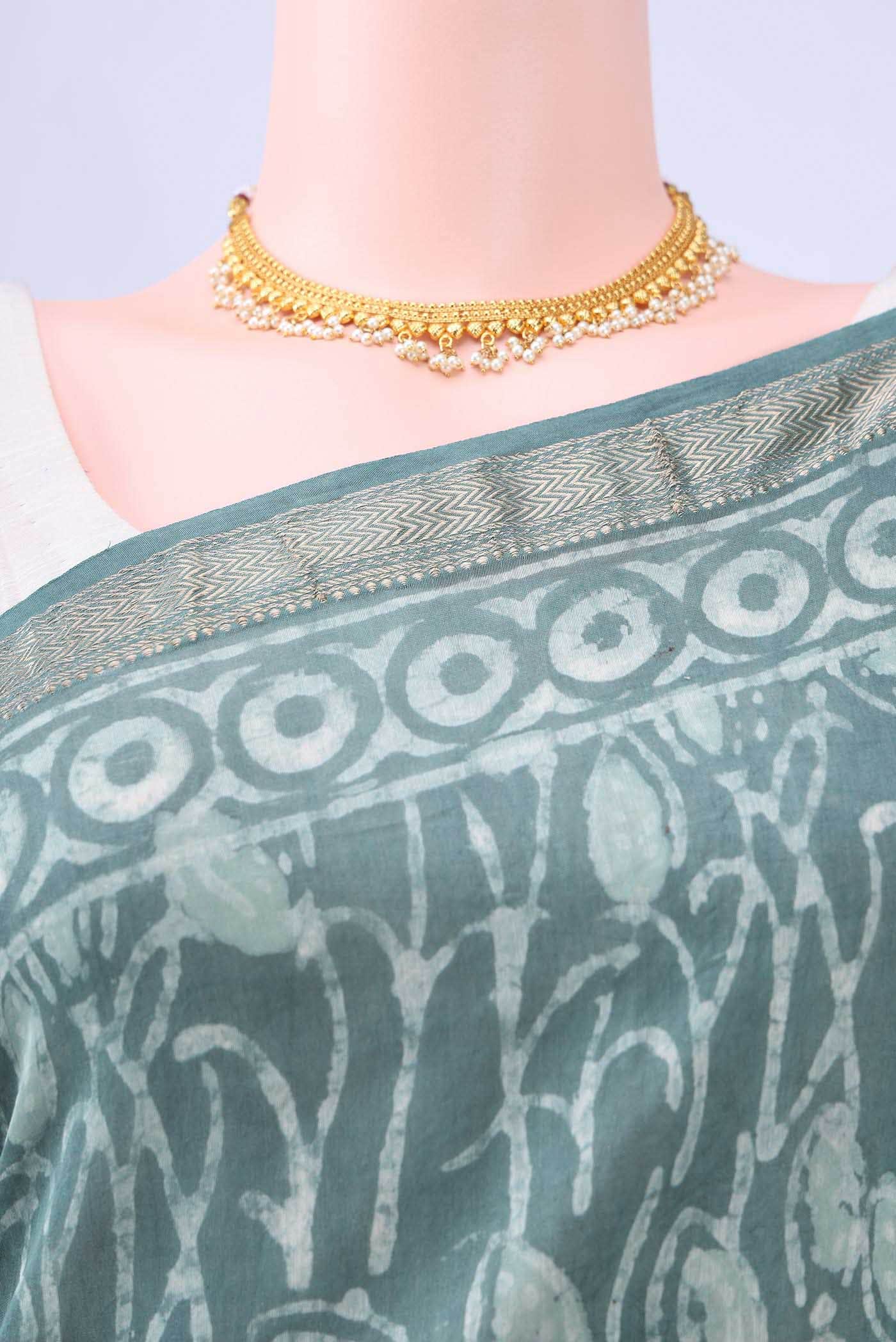 Maya Blue Maheshwari Silk Cotton Saree