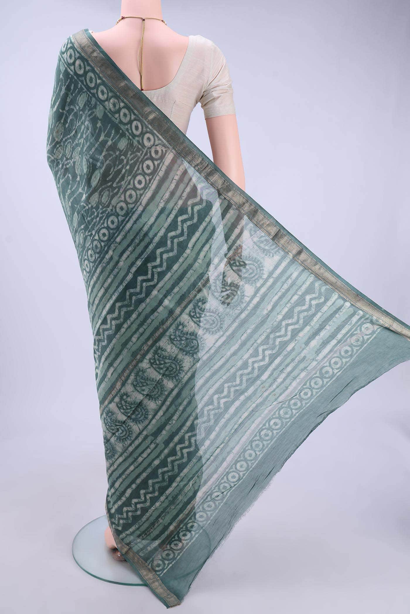 Maya Blue Maheshwari Silk Cotton Saree