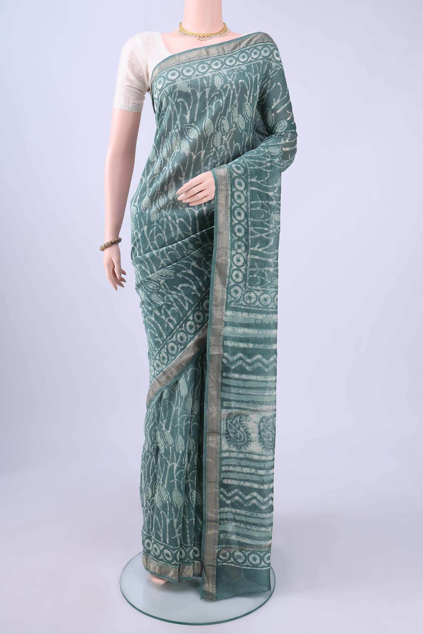 Maya Blue Maheshwari Silk Cotton Saree