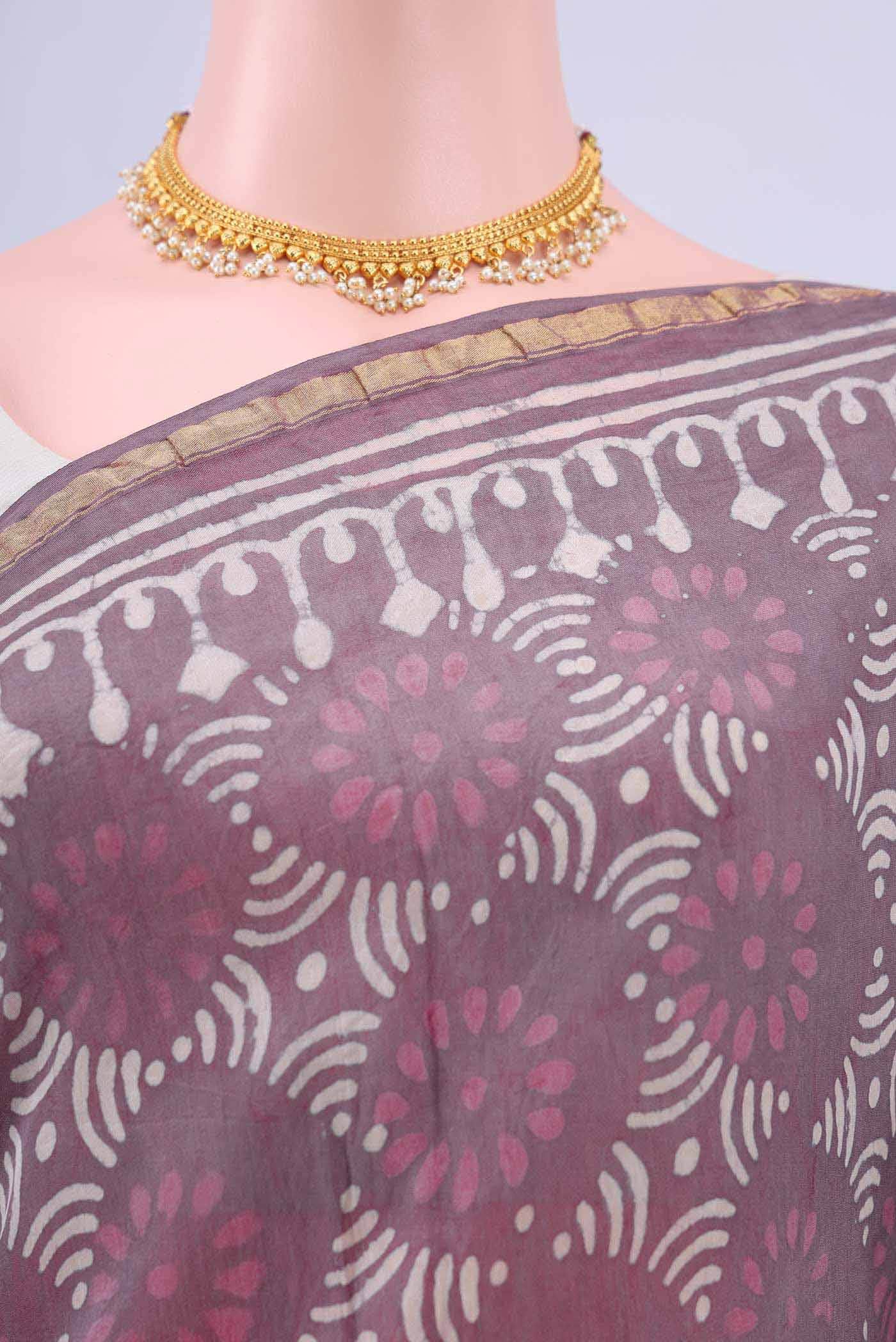 Mauve Chanderi Silk Saree