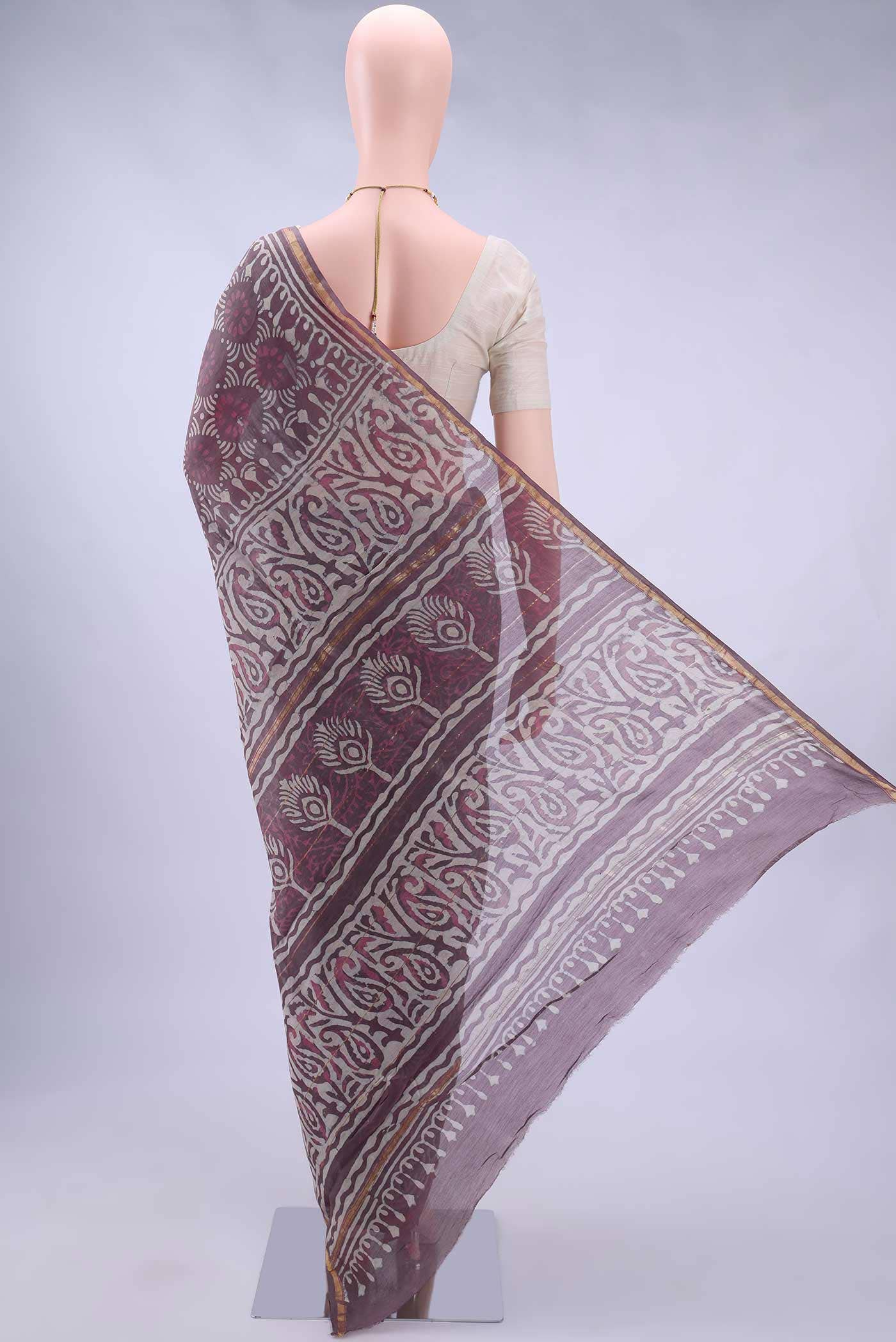 Mauve Chanderi Silk Saree