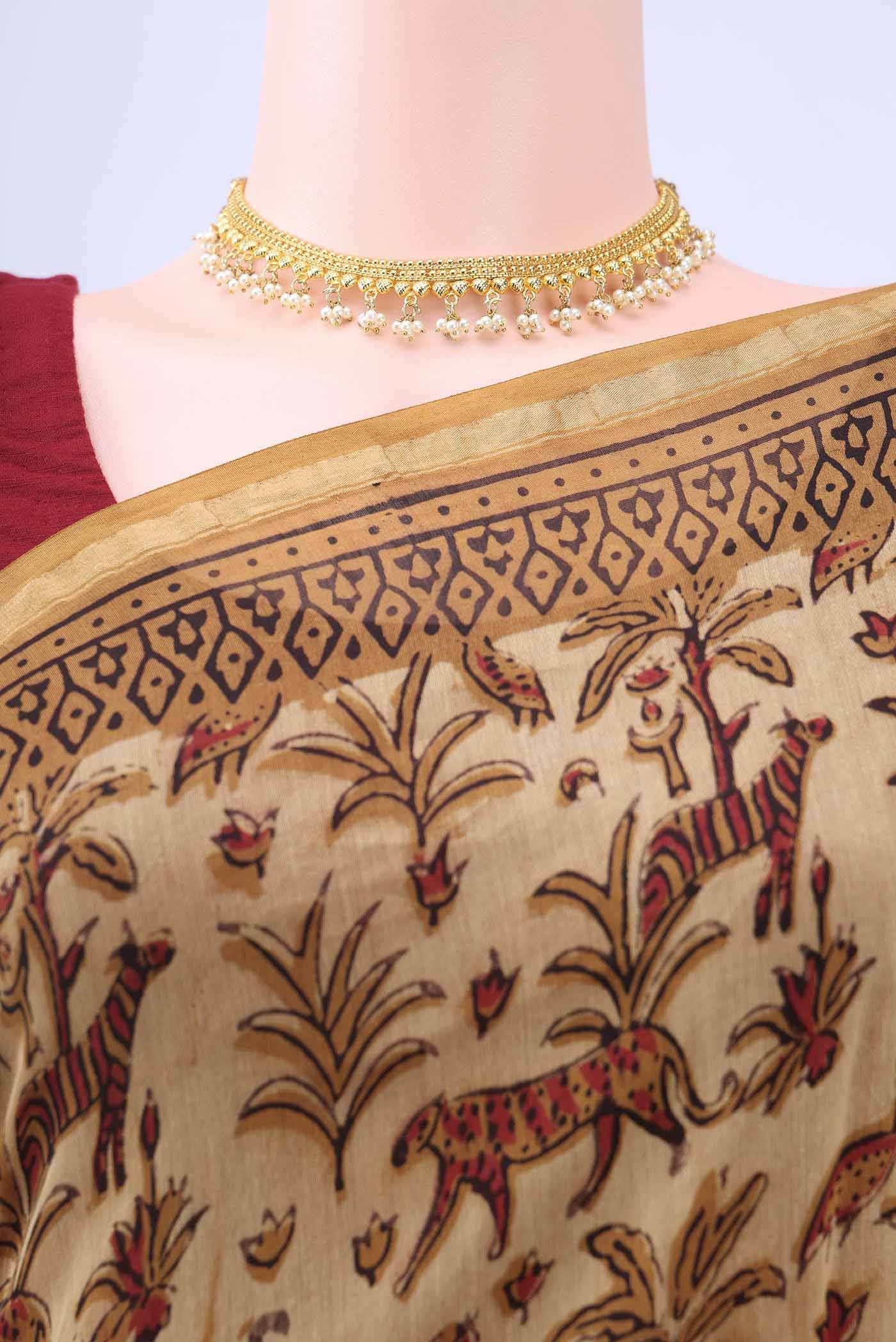 Mustard Chanderi Silk Cotton Saree