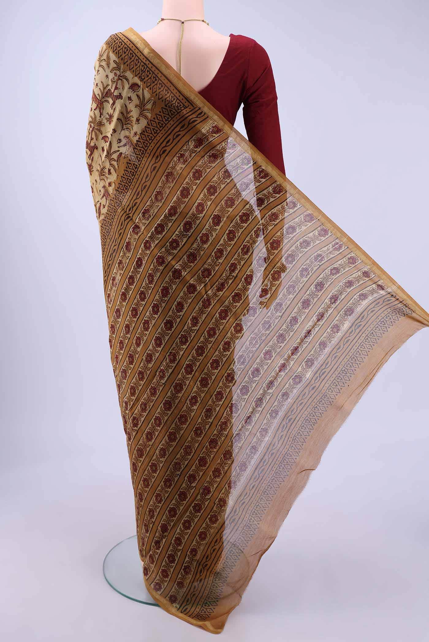 Mustard Chanderi Silk Cotton Saree