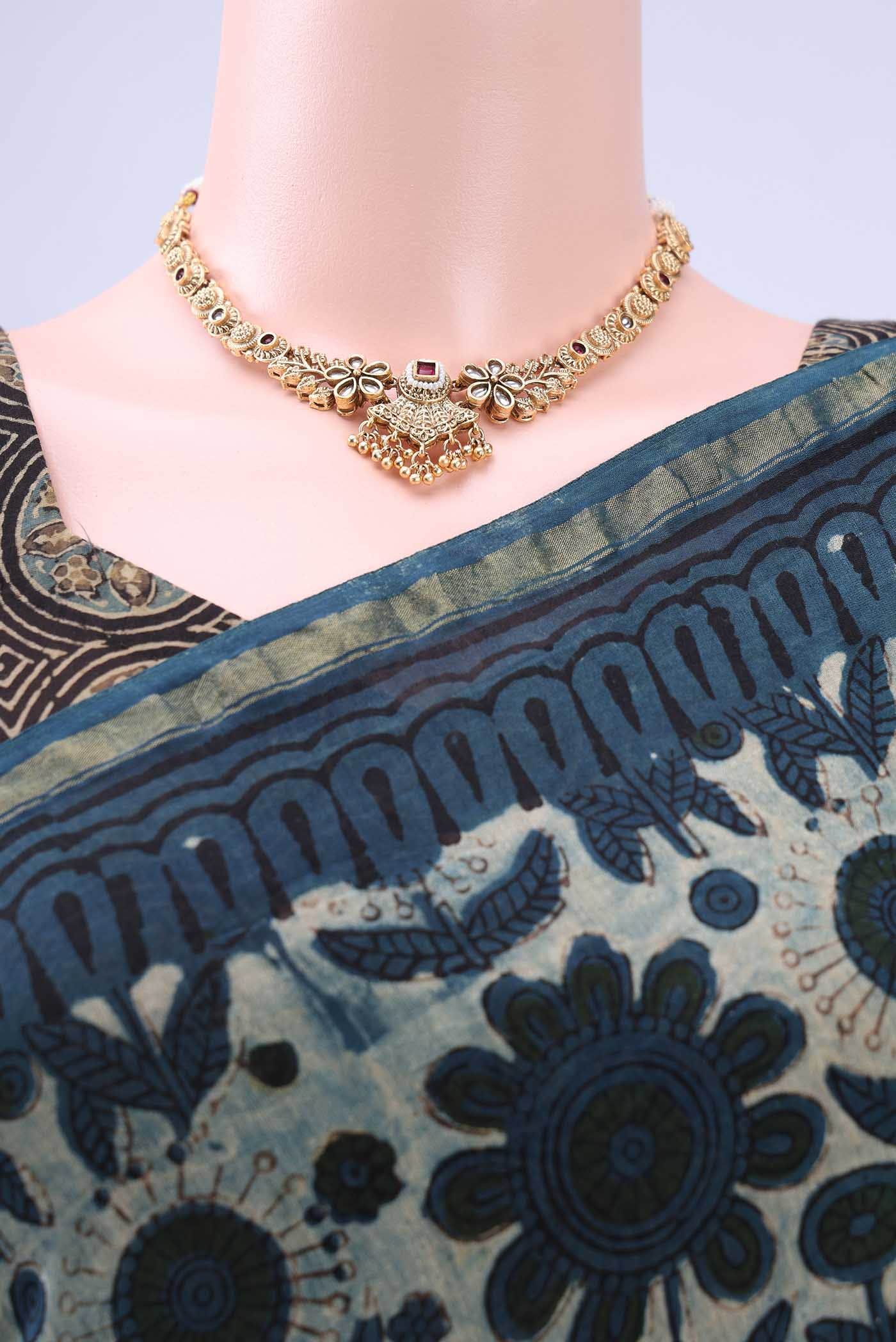 Indigo Chanderi Silk Cotton Saree