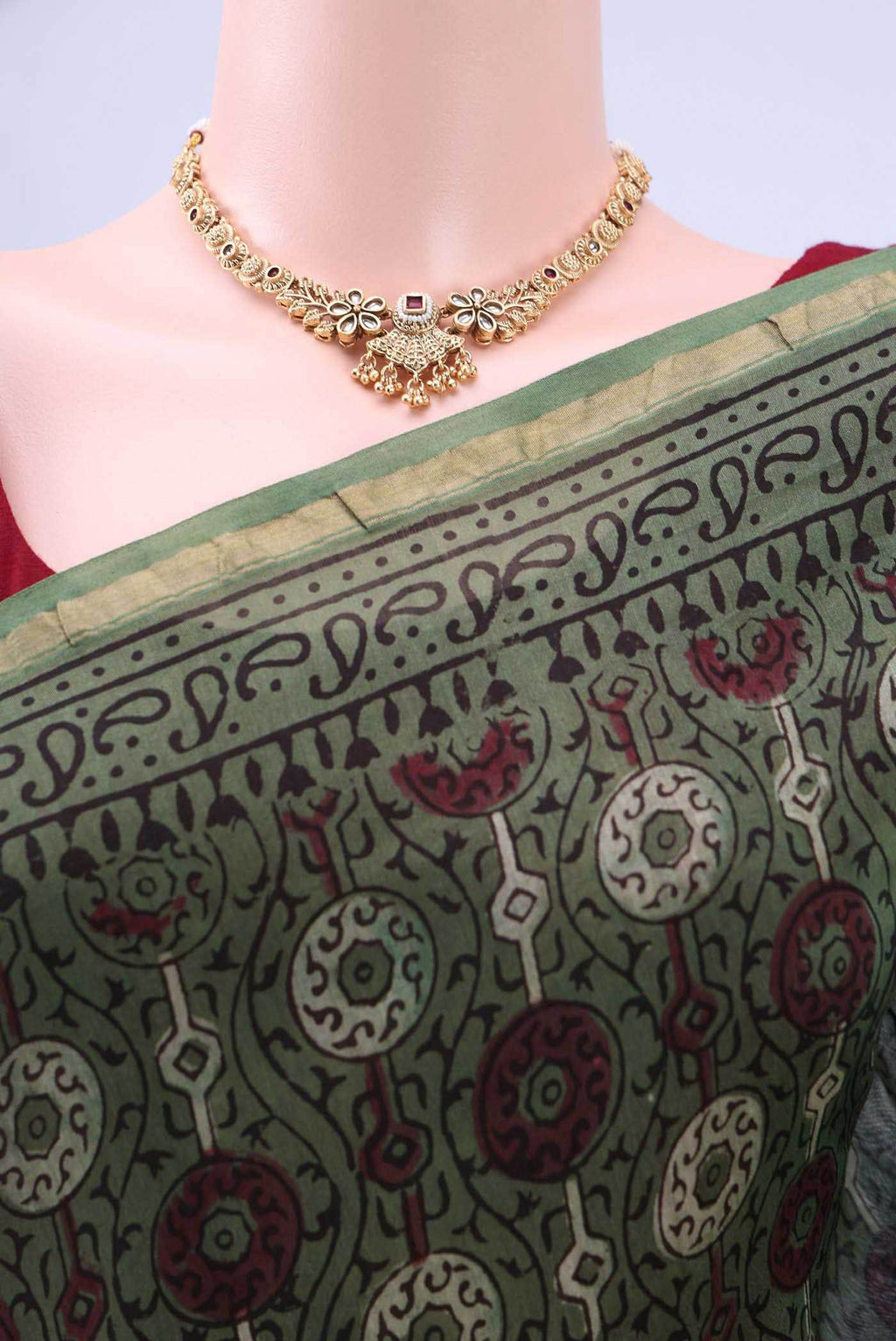 Green Chanderi Silk Cotton Saree