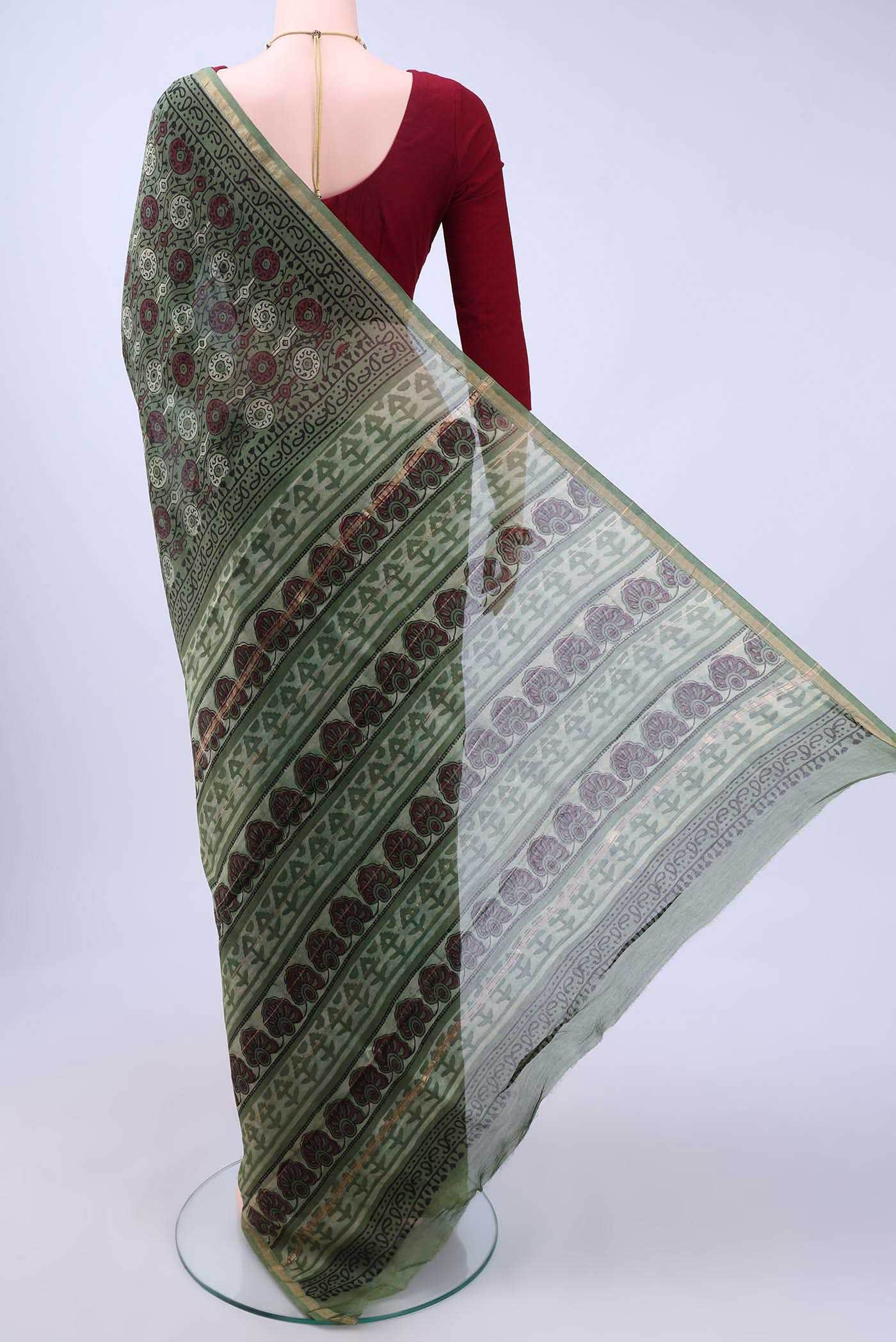 Green Chanderi Silk Cotton Saree