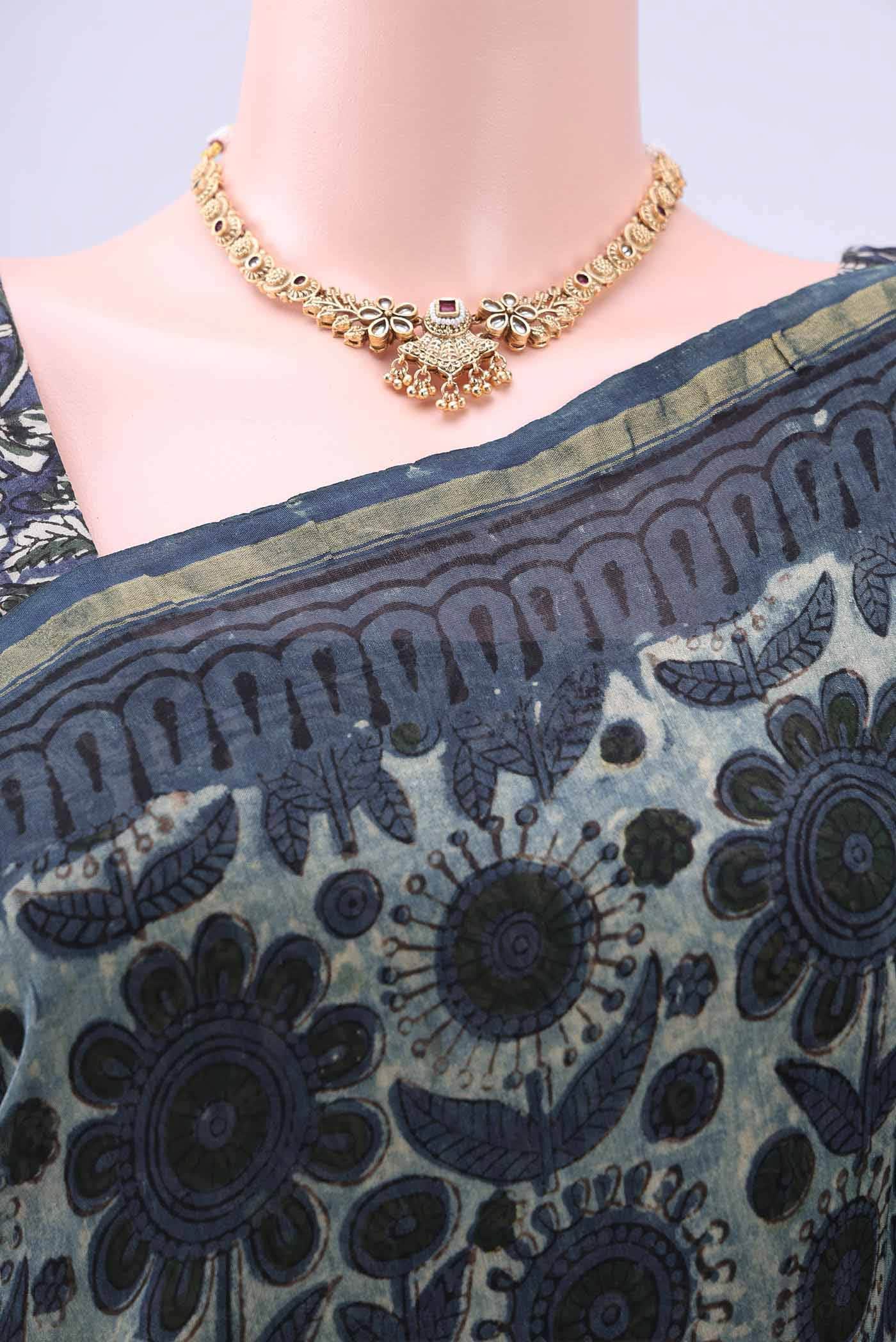 Blue Chanderi Silk Cotton Saree