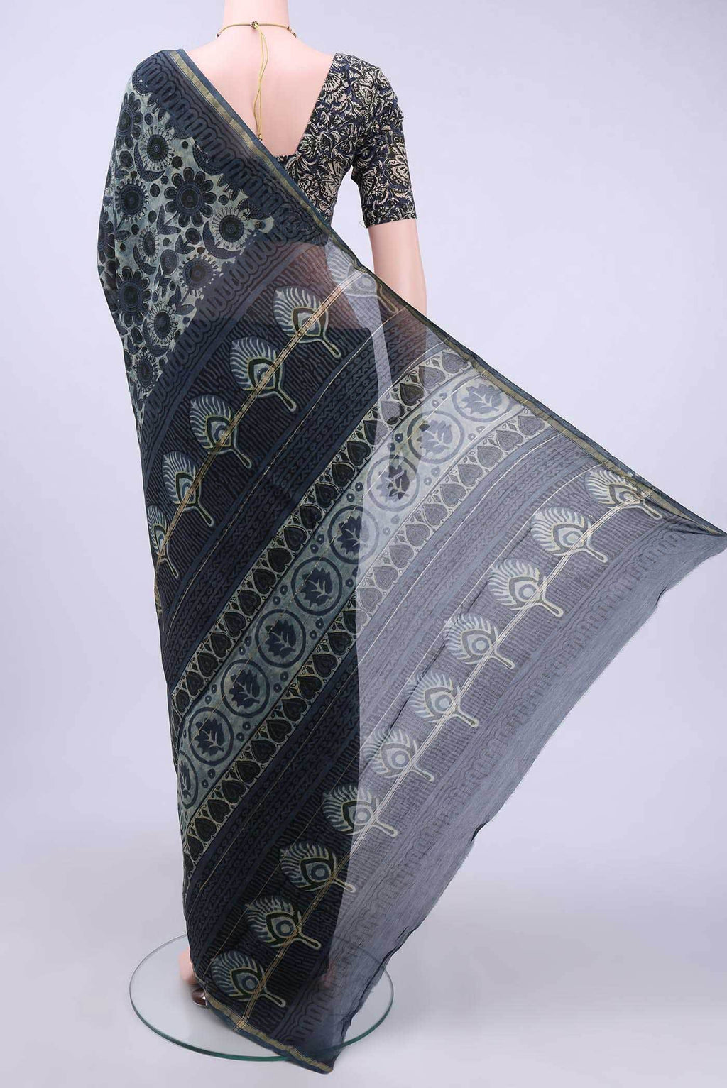 Blue Chanderi Silk Cotton Saree