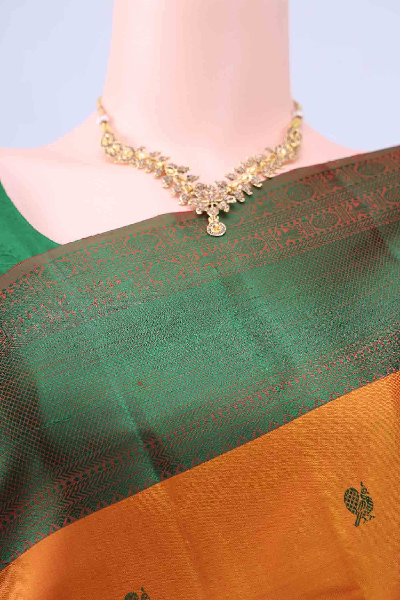 Brick Orange Kanchipuram Silk Saree