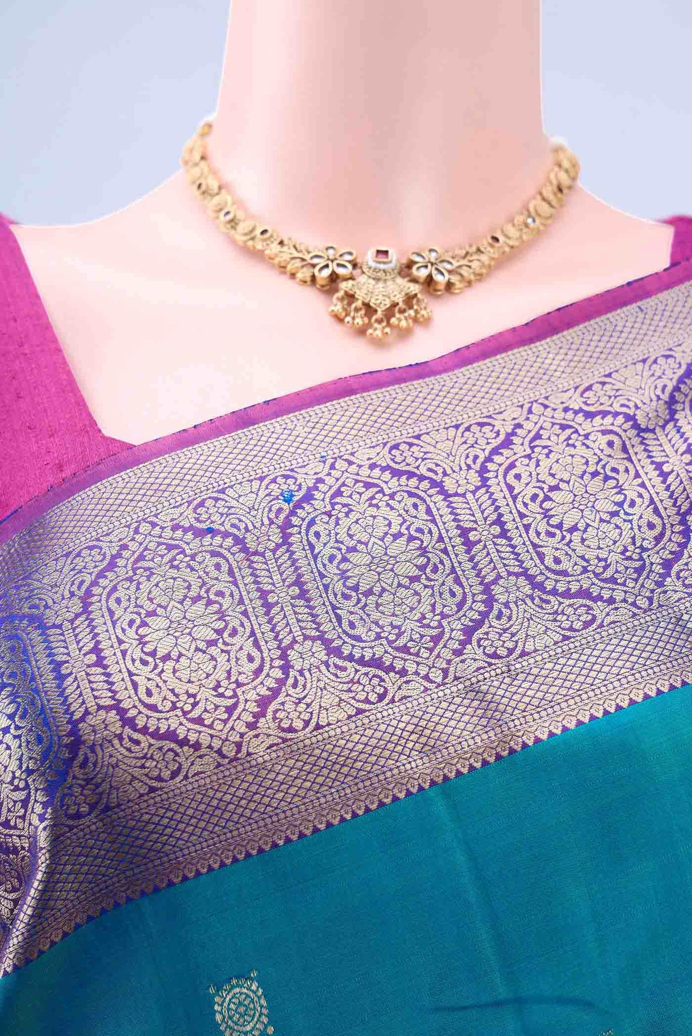 Peacock Blue Kanchipuram Saree
