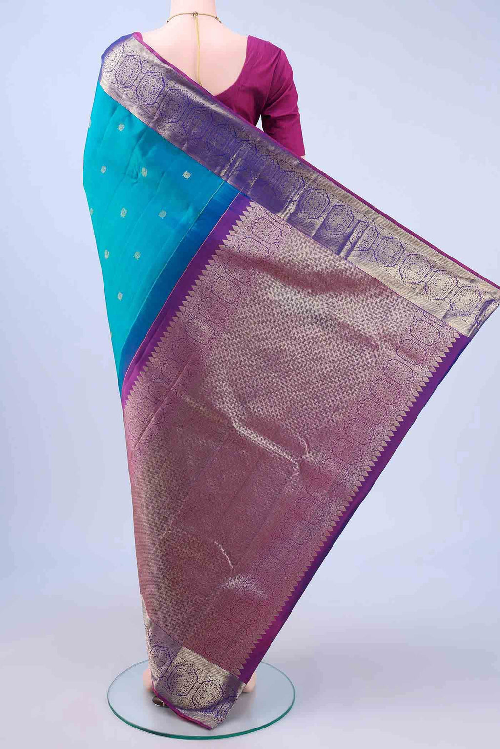 Peacock Blue Kanchipuram Saree
