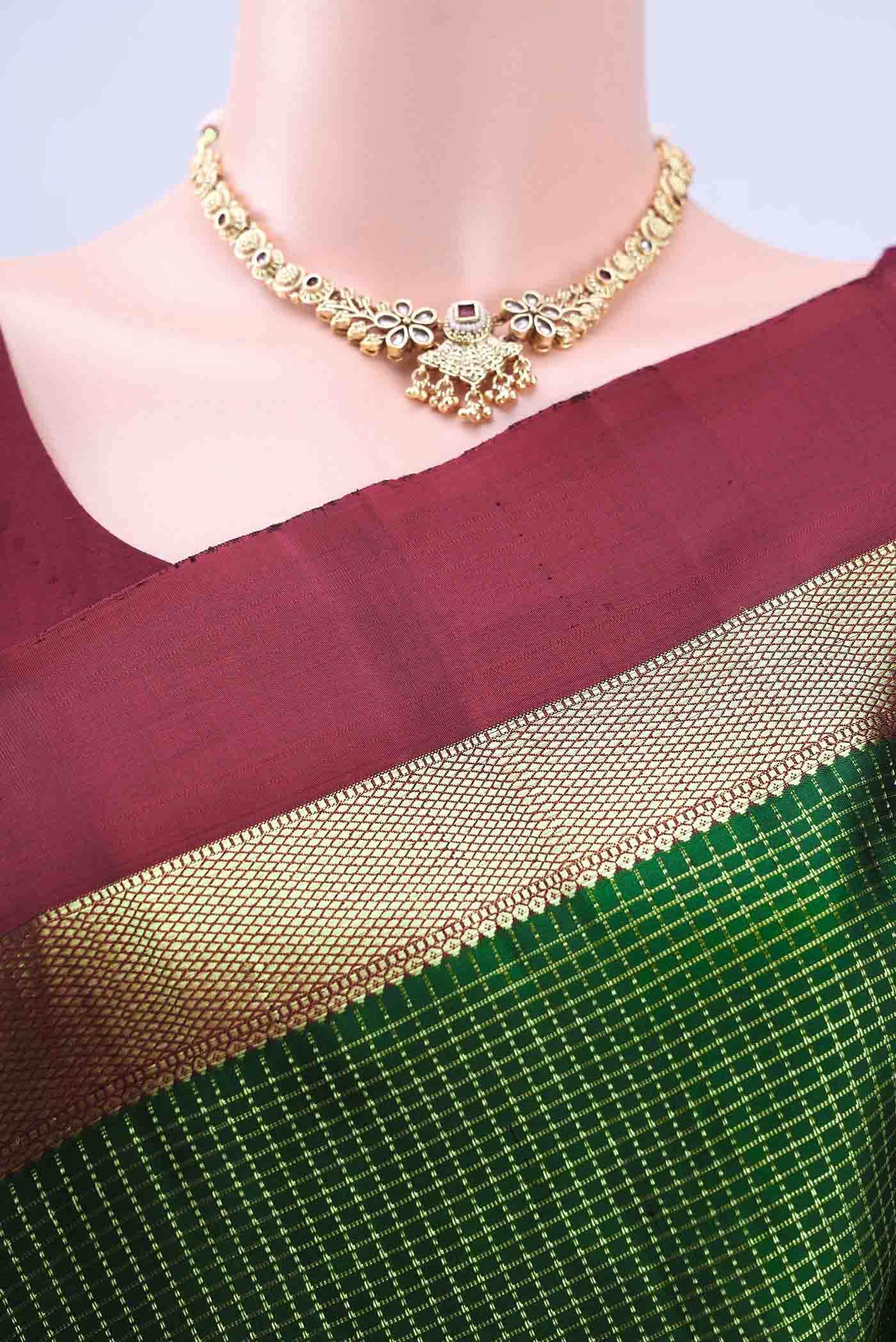 Bottle Green Kanchipuram Saree