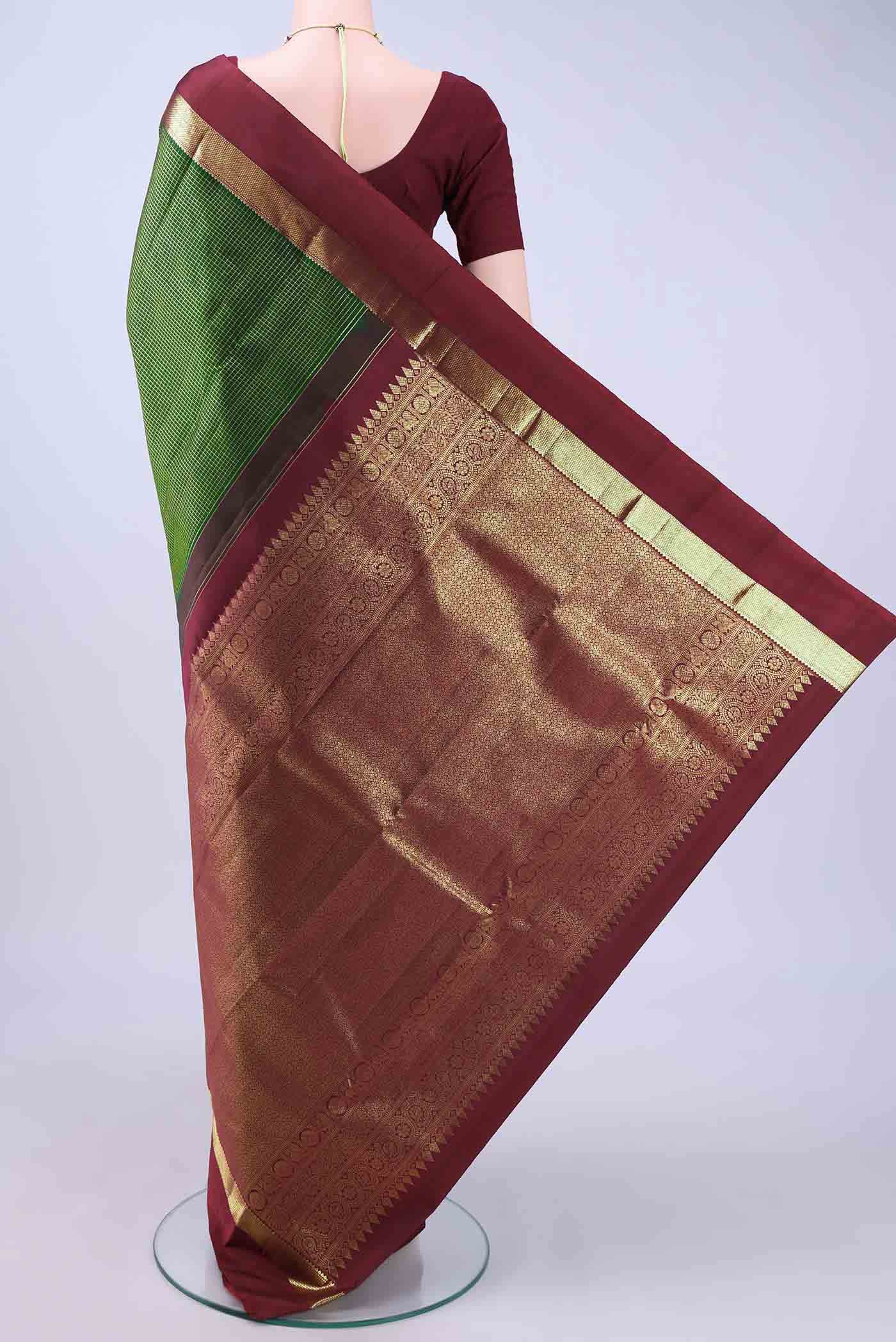 Bottle Green Kanchipuram Saree