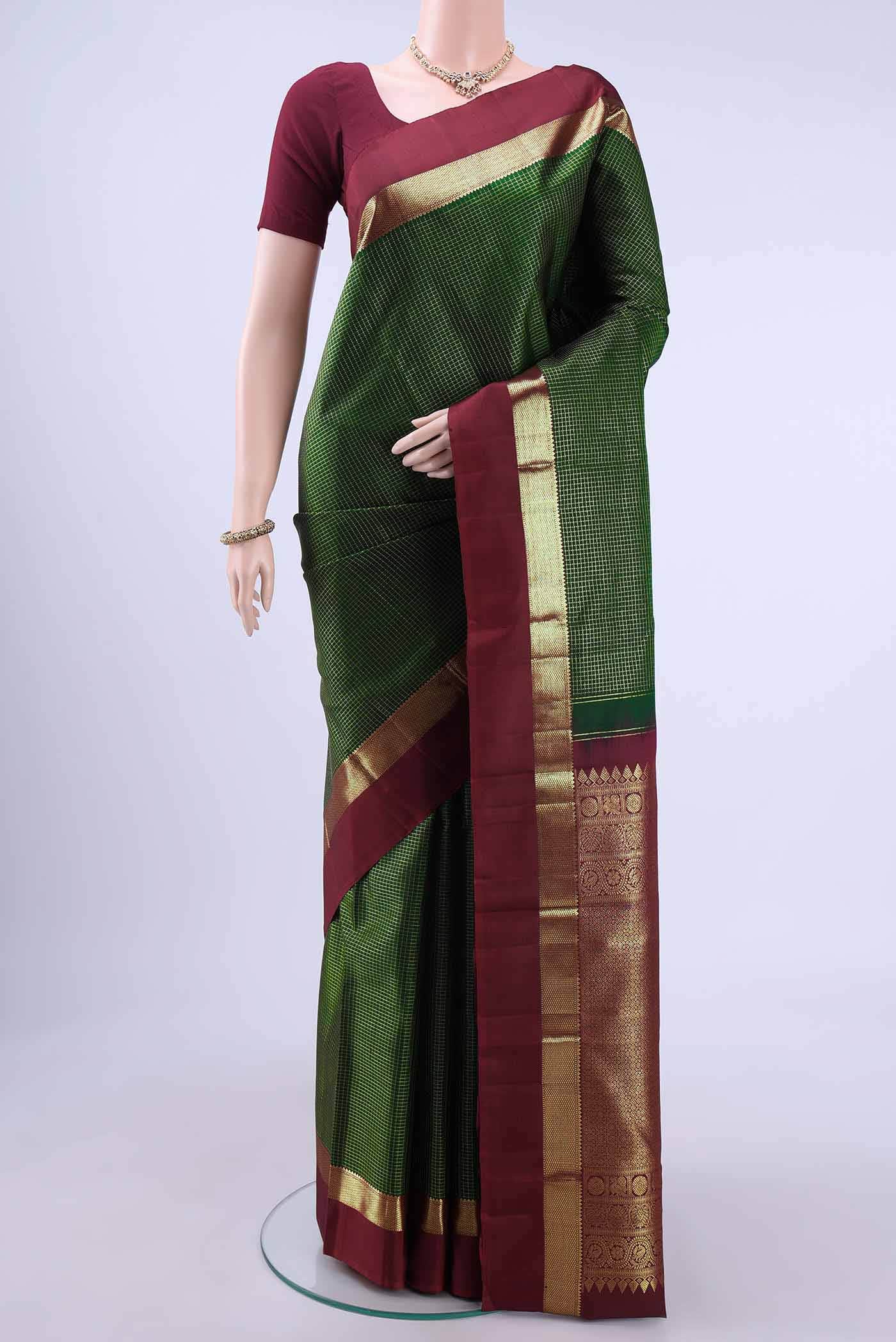 Bottle Green Kanchipuram Saree