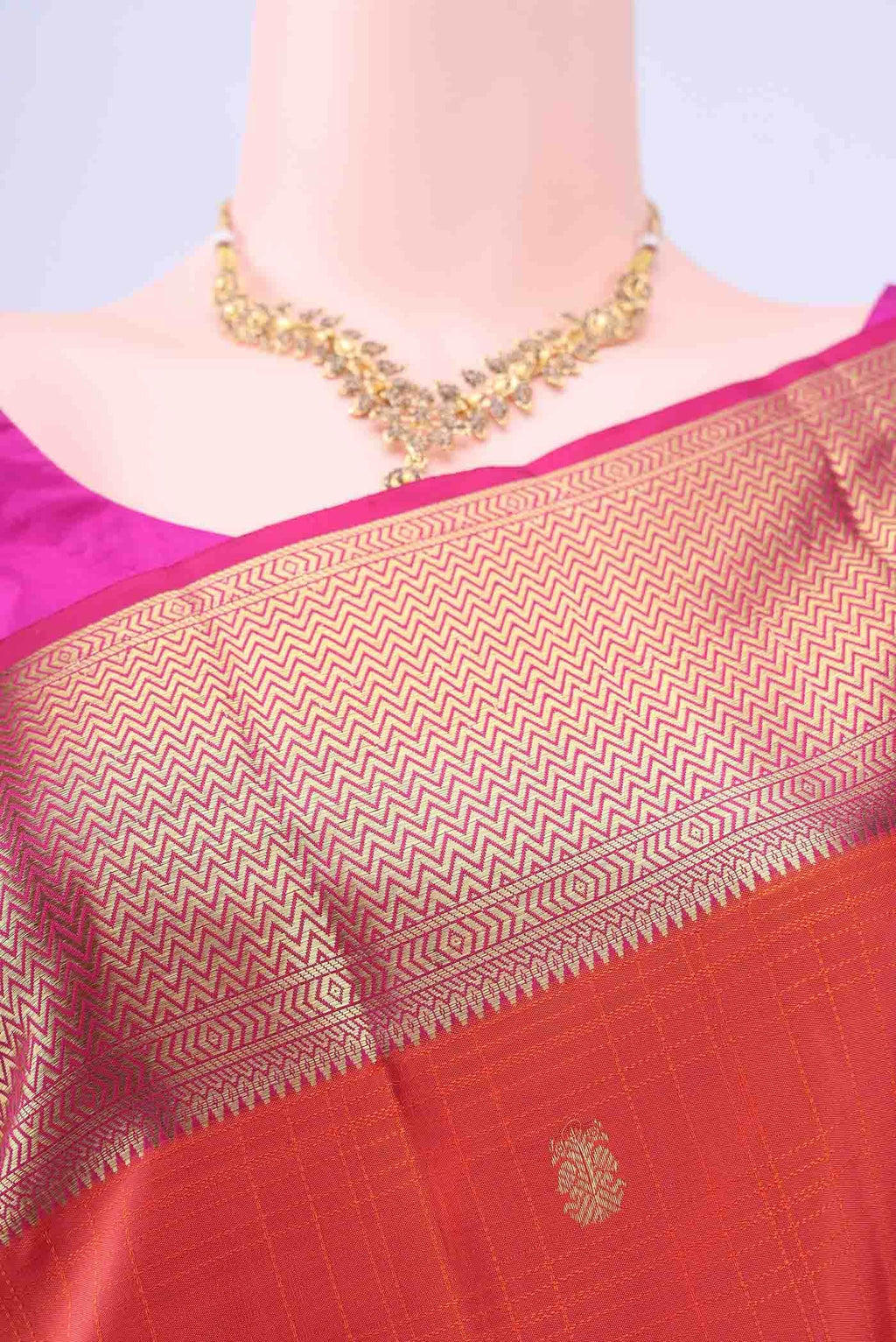 Brick Orange Kanchipuram Saree