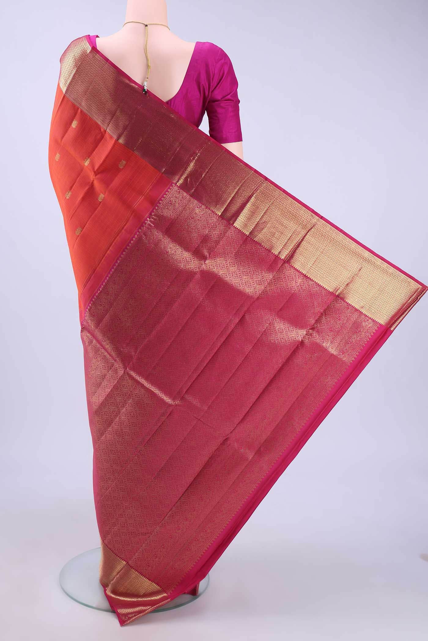 Brick Orange Kanchipuram Saree