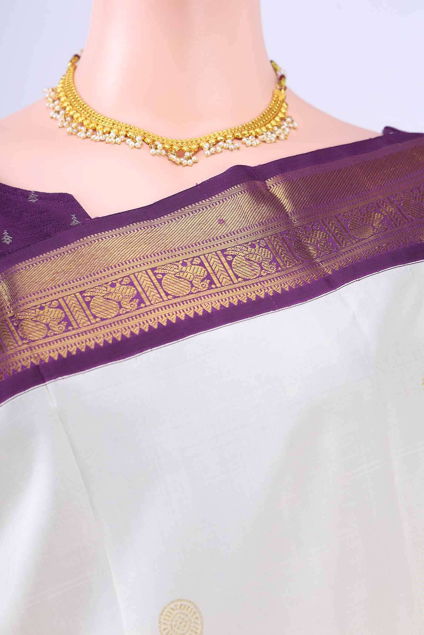 Pure Silk Pure Zari Off White Kanchipuram Saree