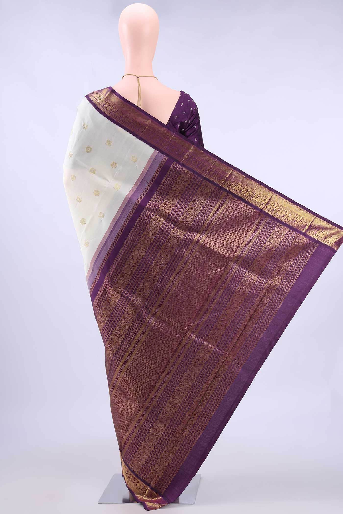 Pure Silk Pure Zari Off White Kanchipuram Saree