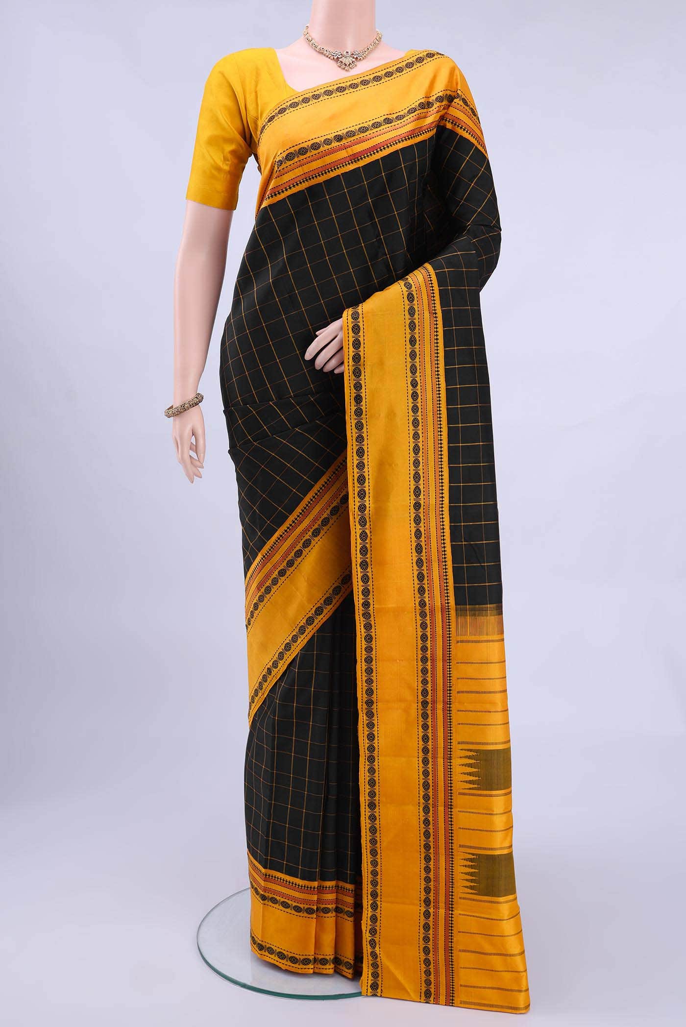 Black Kanchipuram Silk Saree