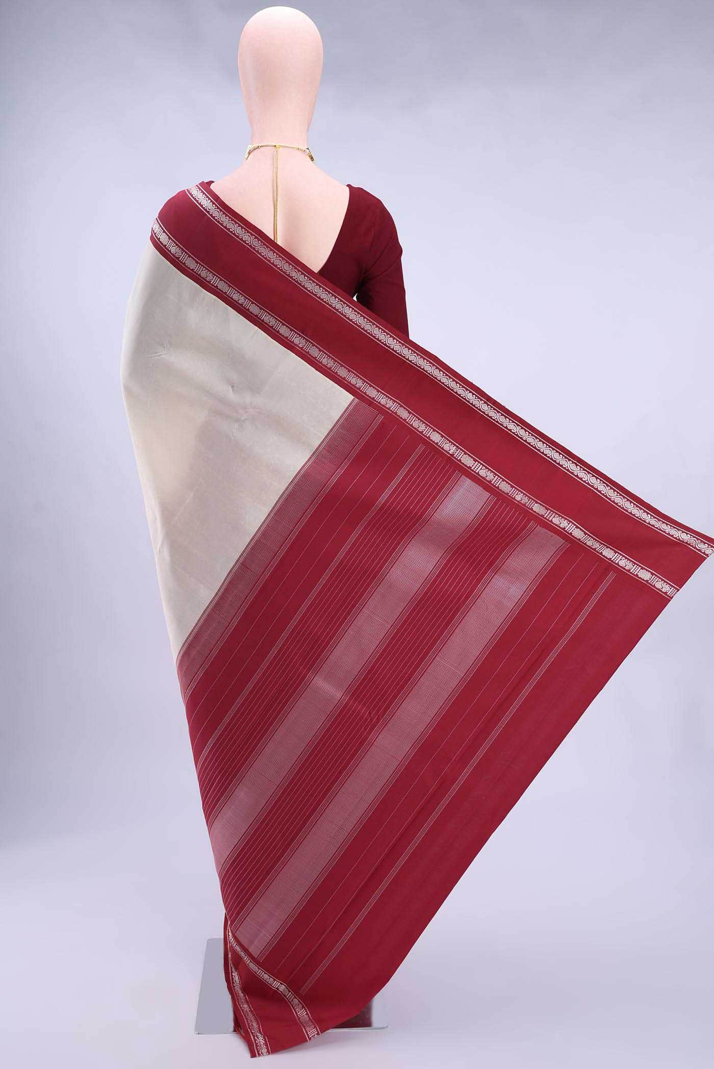 Off White Kanchipuram Silk Saree