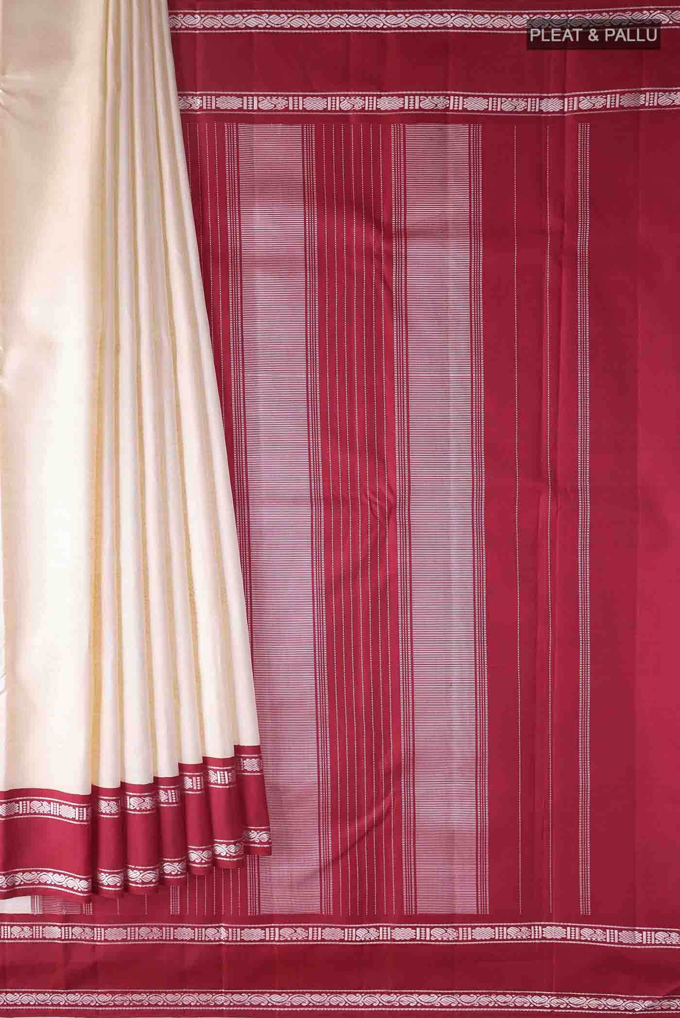 Off White Kanchipuram Silk Saree