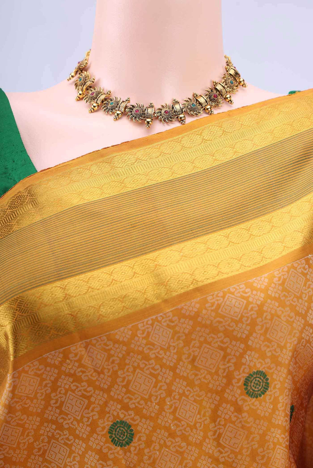 Mustard Kanchipuram Silk Saree