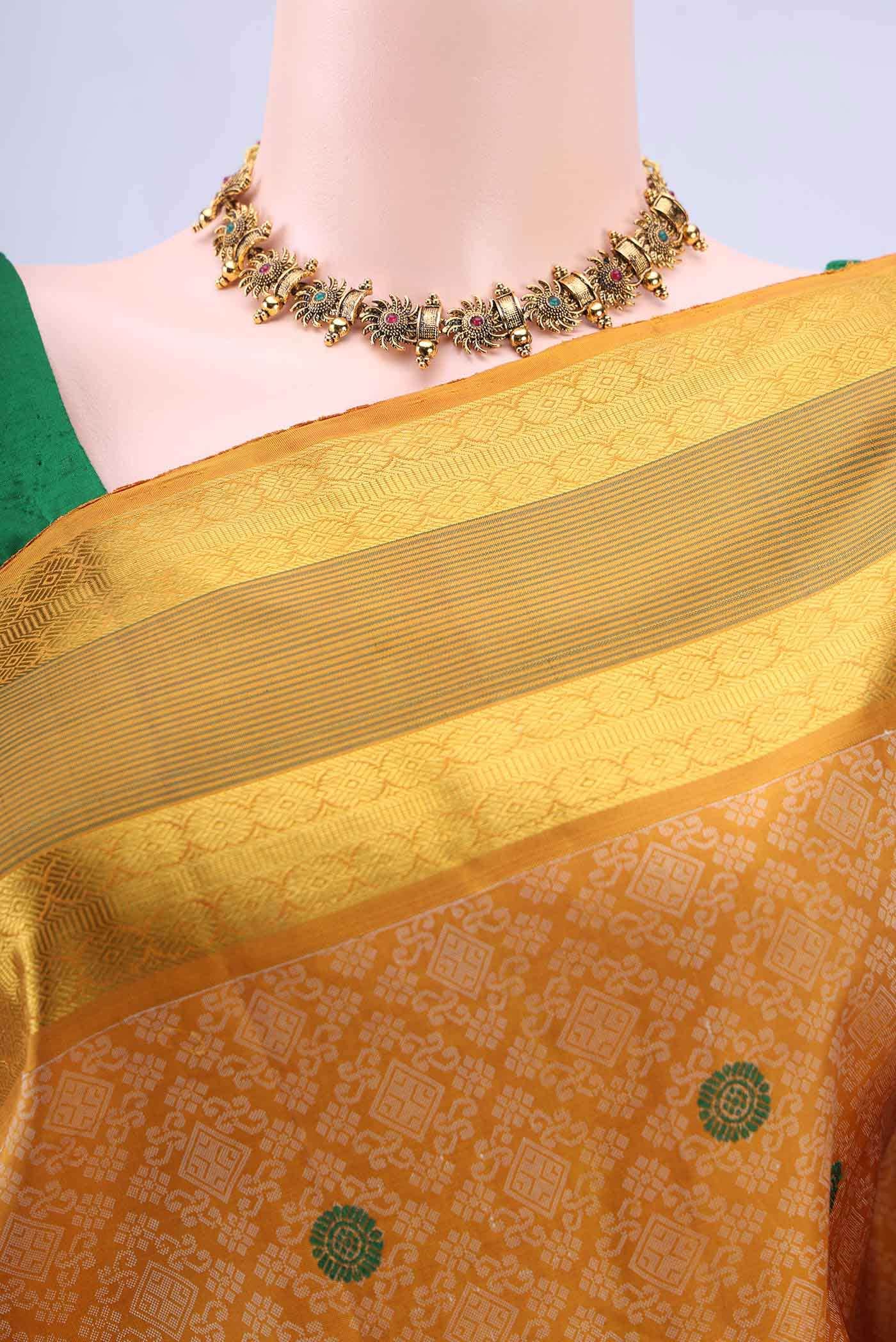 Mustard Kanchipuram Silk Saree