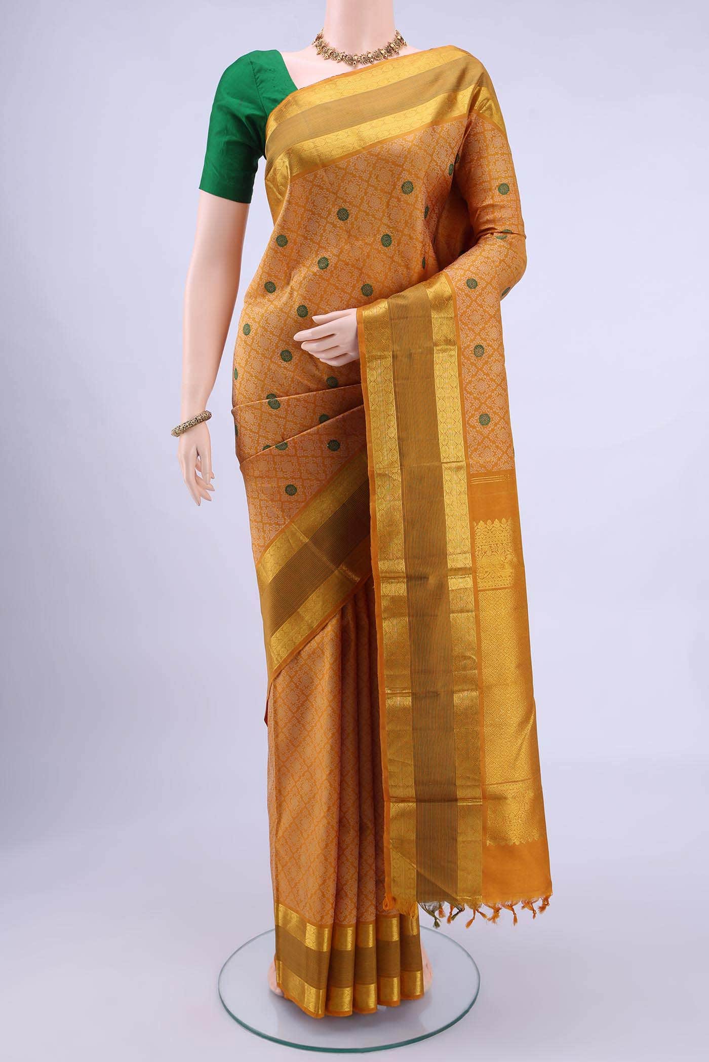 Mustard Kanchipuram Silk Saree