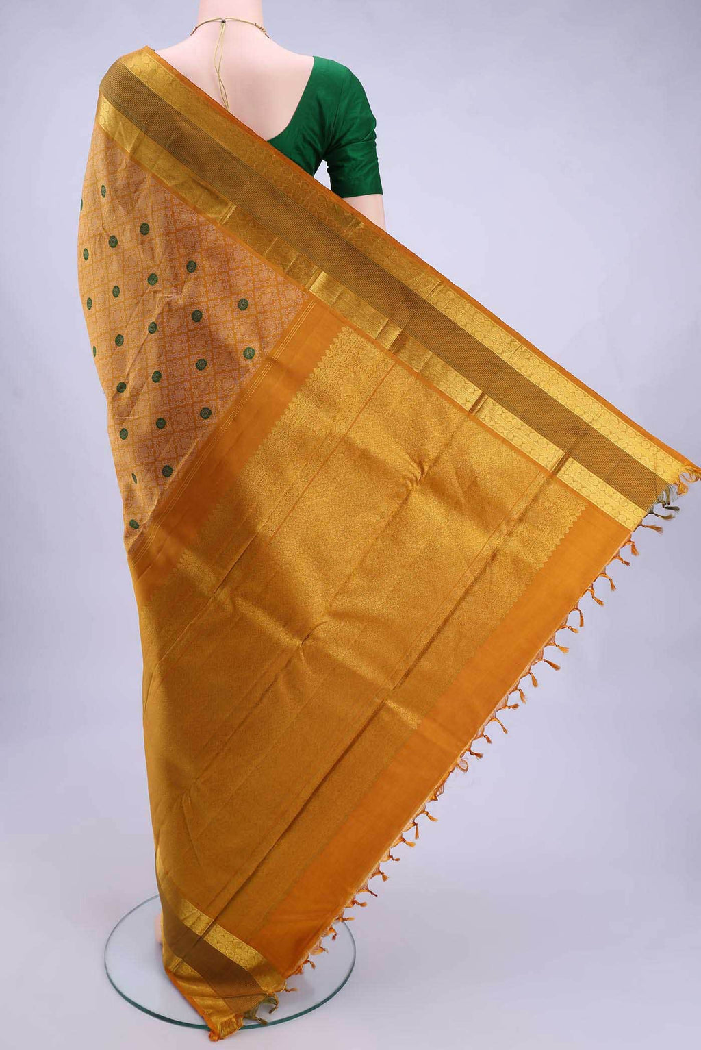Mustard Kanchipuram Silk Saree