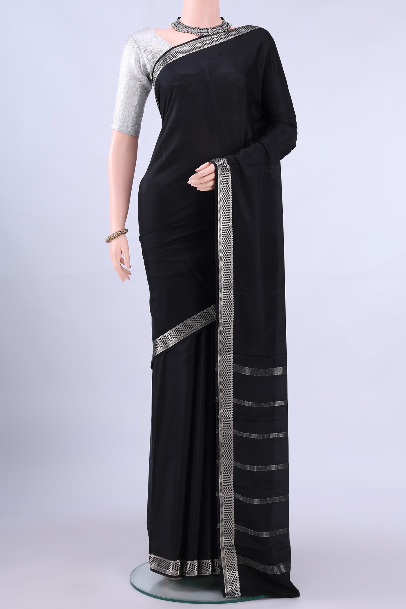 Black Dual Tone Mysore Crepe Saree